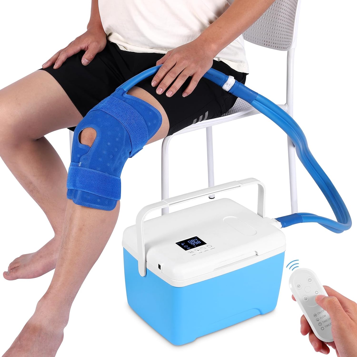 Ice Machine for Knee After Surgery | Power-Saving Mode & Wireless Remote Control & Adjustable Timer & LED Screen, Joint Ankle Elbow Replacement Cold Therapy Compression Pad, Cryotherapy Pain Relief