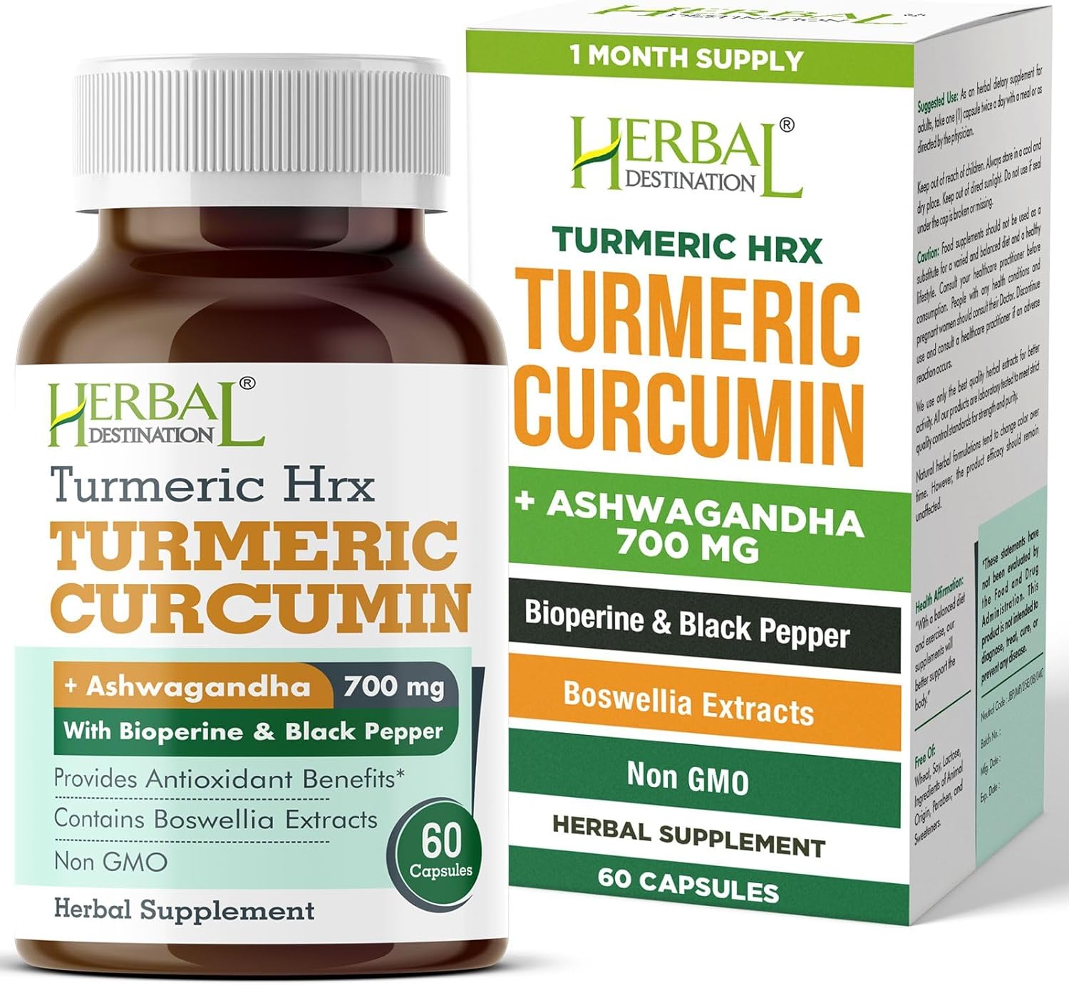 Turmeric Supplement Hrx- Immune Supplement, Metabolism Booster Joint Support Supplement with Turmeric Curcumin, Boswellia, Curcuma & Black Pepper Extract – 60 Capsules