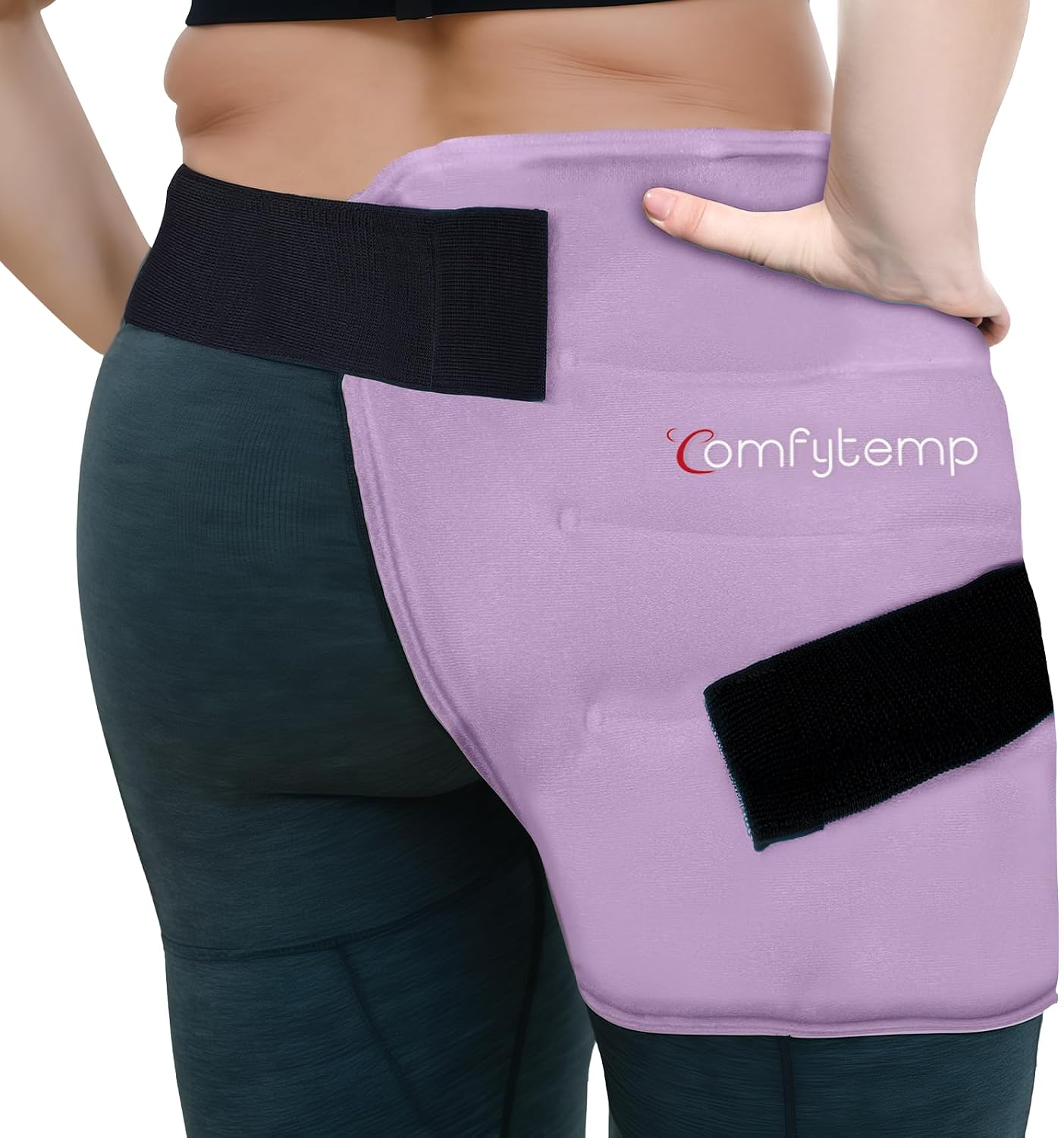 Comfytemp Hip Ice Pack Wrap for Sciatica Pain Relief, Hip Replacement After Surgery, Reusable Gel Ice Pack for Injuries, Hot Cold Compress Recovery Items Physical Therapy Men Women, Purple (L/XL/2XL)