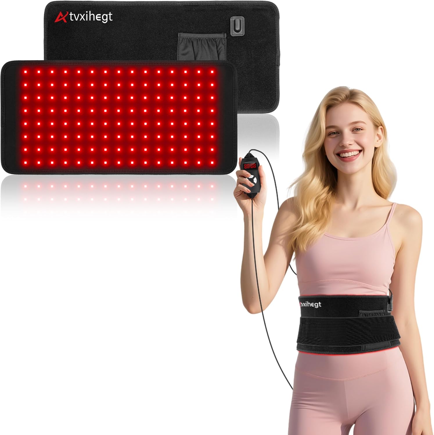 Red Light Therapy for Body, 3 in 1 LED Bead 660nm 850nm 16″ Infrared Red Light Therapy Belt Wrap Pad for Back Shoulder Waist Stomach Knee Muscle