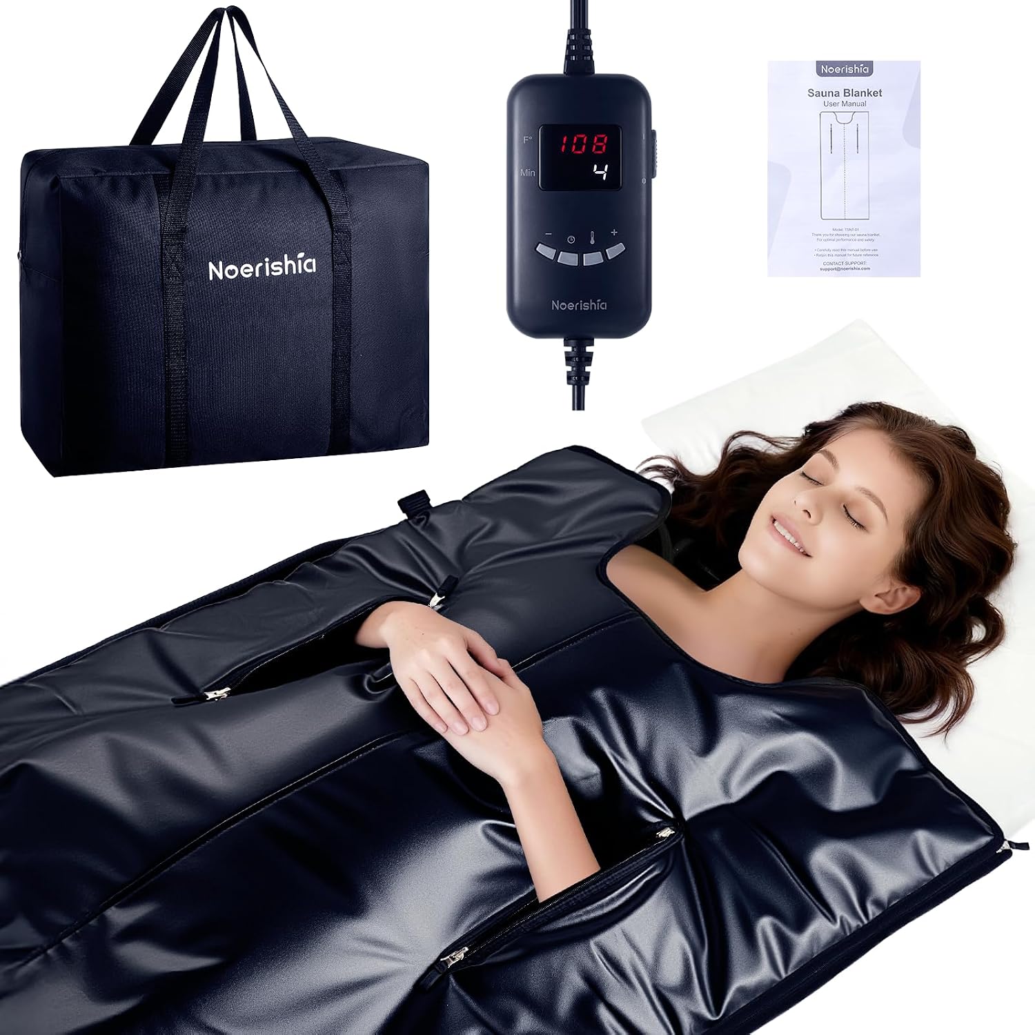 Infrared Sauna Blanket for Women, At-Home Spa Relaxation, Carbon Fiber Heating, 8 Heat Levels (85–158°F), Timer 10–60 Min, PU Leather, Easy Setup, Self-Care & Wellness Gifts