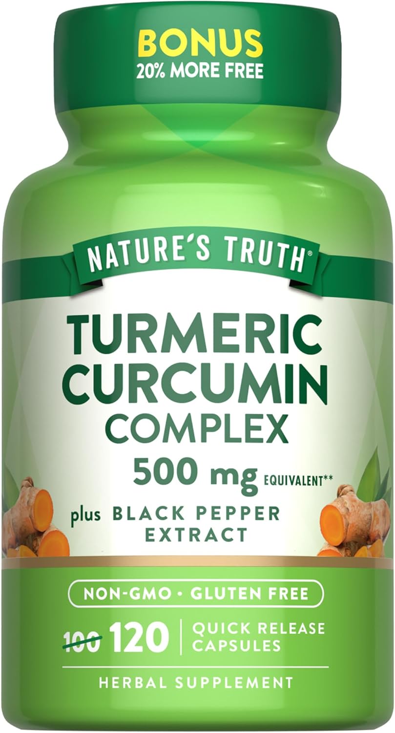 Nature’s Truth Turmeric Curcumin | 120 Capsules | with Black Pepper Extract | Non-GMO and Gluten Free Supplement