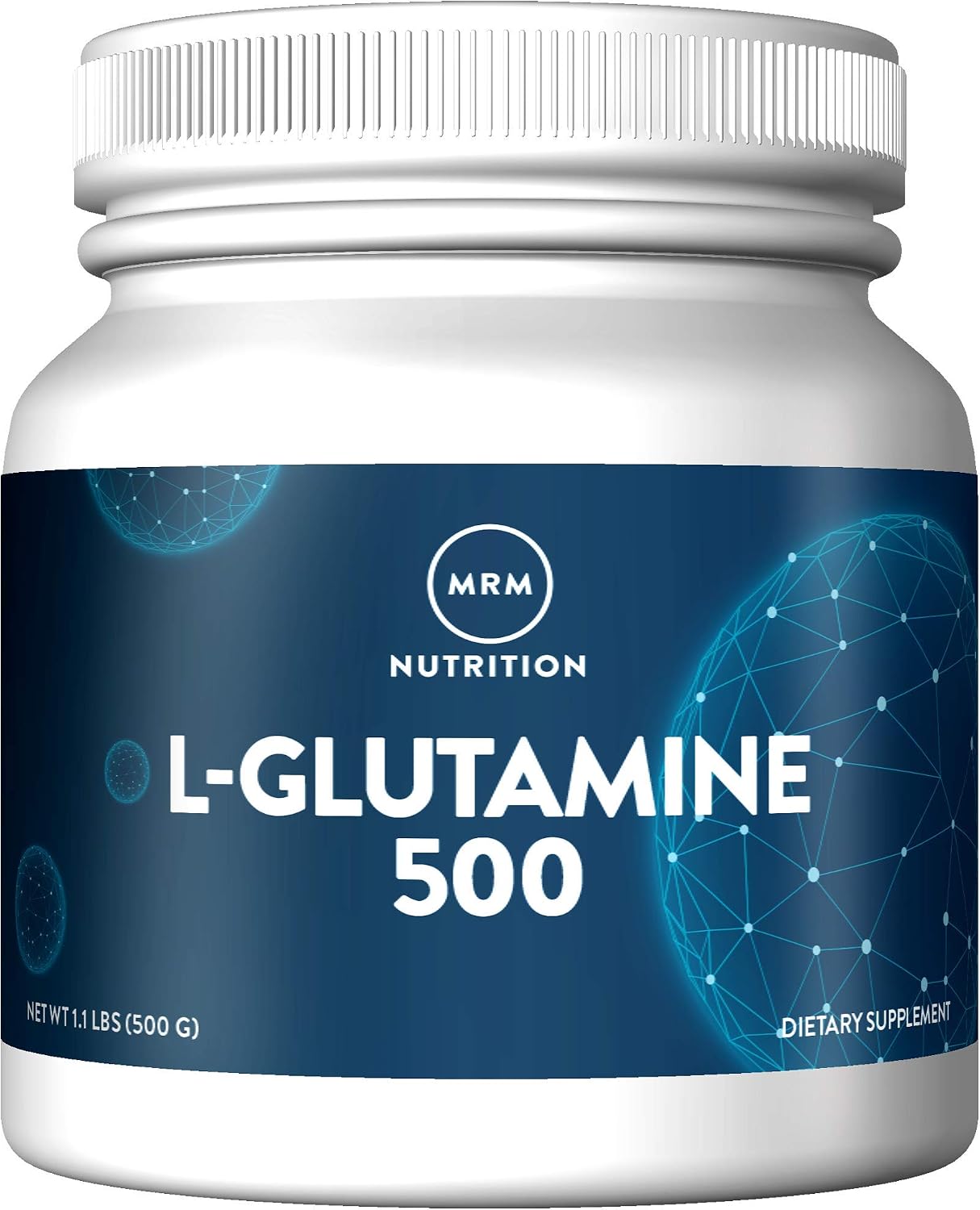 MRM Nutrition L‑Glutamine 500 Powder – For Women & Men – 500 Grams Fermented L-Glutamine Amino Acid Supplement for Recovery, Muscle Support, Immune & Gut Health, Vegan Glutamine- 100 Servings