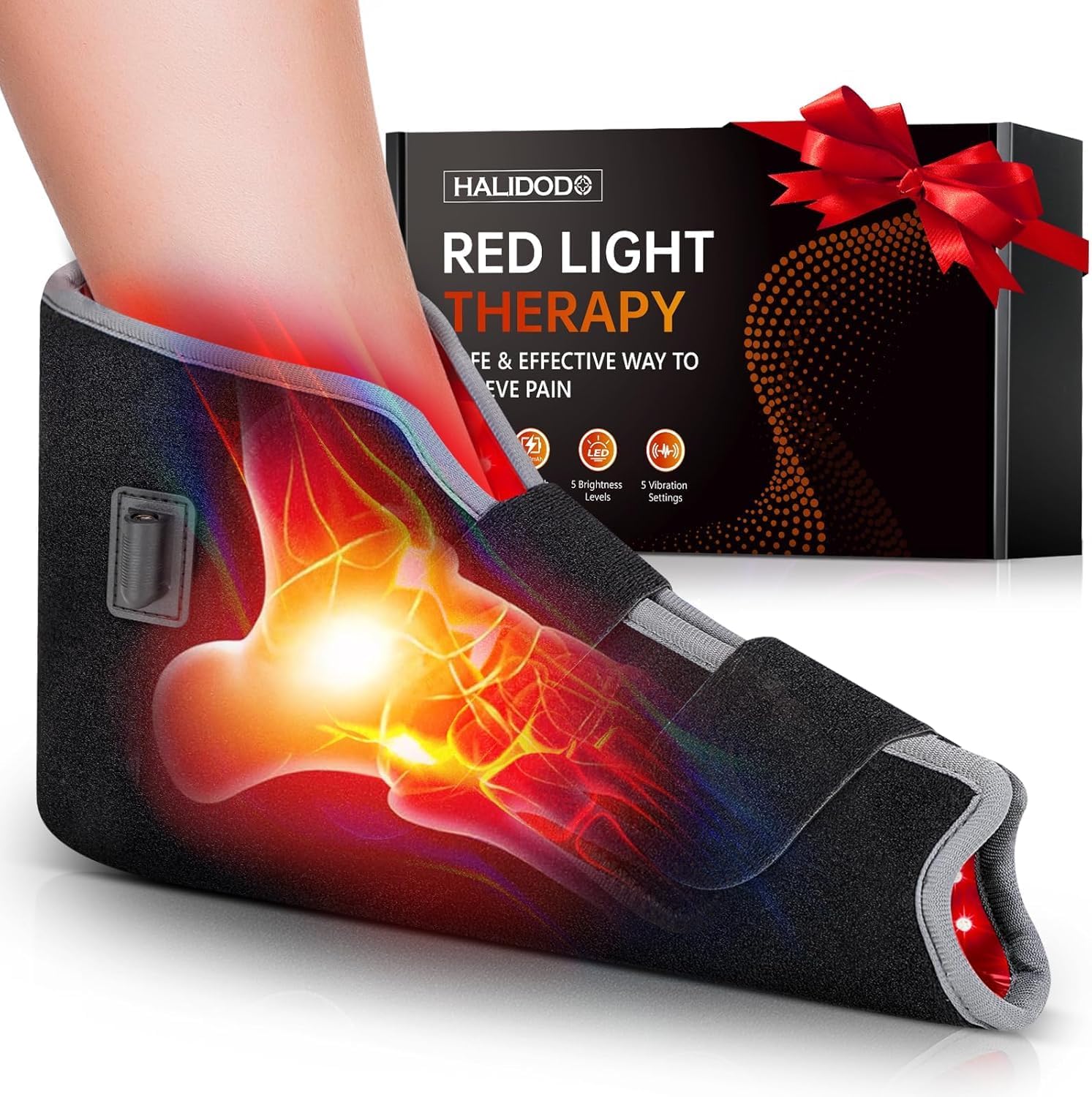 Red Light Therapy for Feet & Ankle, Infrared Light Therapy Foot Wrap with Timer, Comfortable Wearable Red Light Therapy Shoe for Feet Ankle Heel, Up to Foot Size 12.