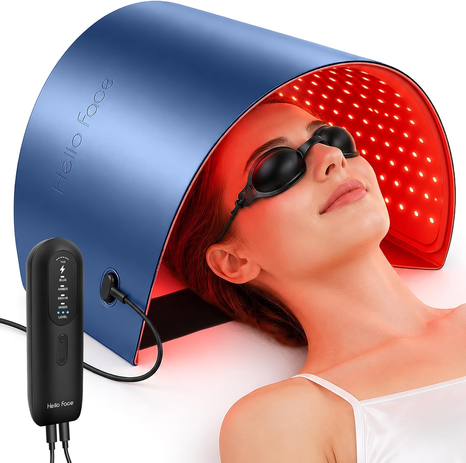Red Light Therapy for Face, Neck and Chest, 720 LEDs Flexible Light Therapy Panel with 850nm Near Infrared, Red, Blue and Yellow Light, At-Home Skincare Device for Firmness, Tone and Glow