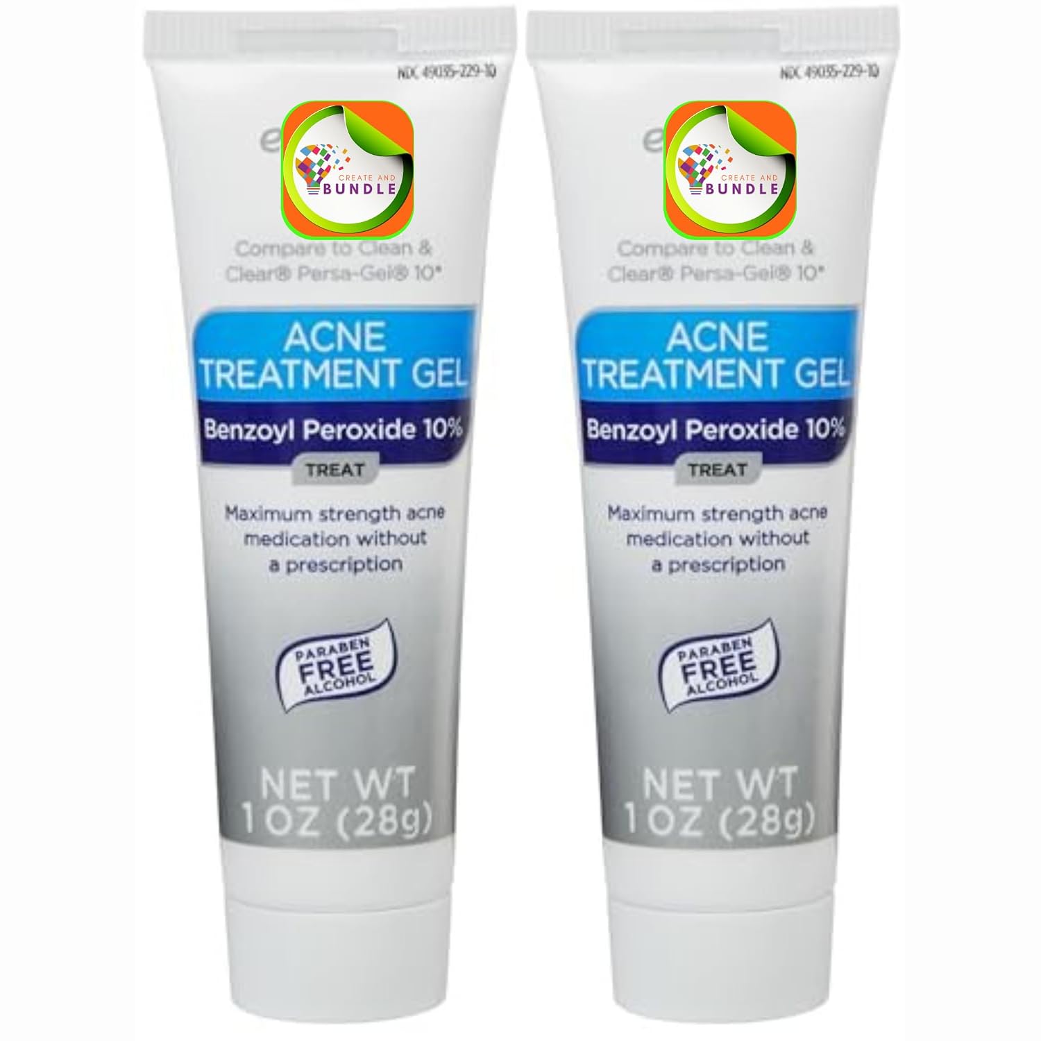 Equate 2-Pack 10% Benzoyl Peroxide Acne Treatment Gel – Powerful Skincare Combo for Clear, Radiant, and Acne-Free Skin + Create Sticker