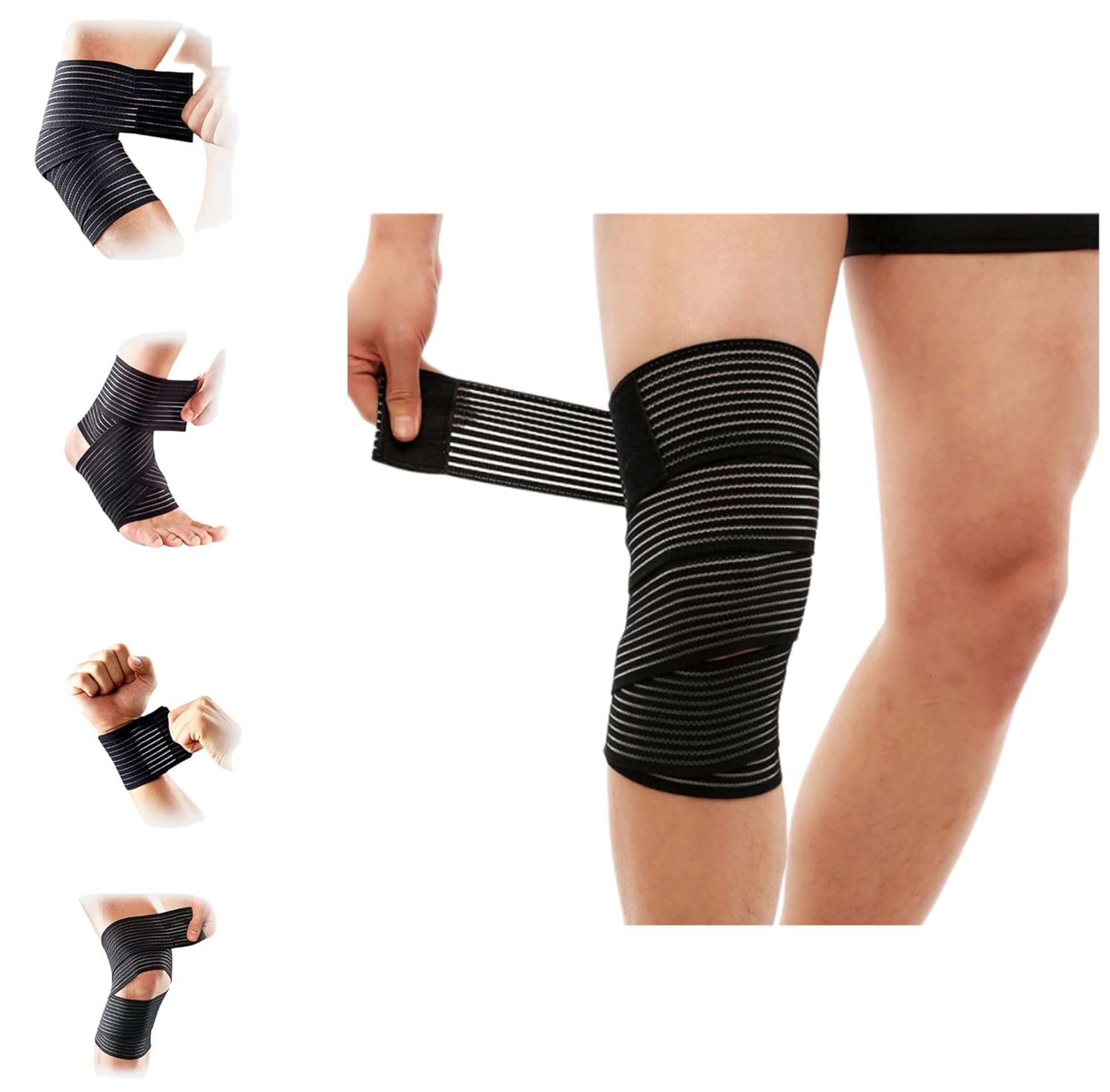 Elastic Breathable Wrap Ankle Extra Long Elastic Knee Wrap Compression Bandage Brace Support for Legs, Plantar Fasciitis, Stabilising Ligaments, Joint Pain, Squat, Basketball, Running, Tennis