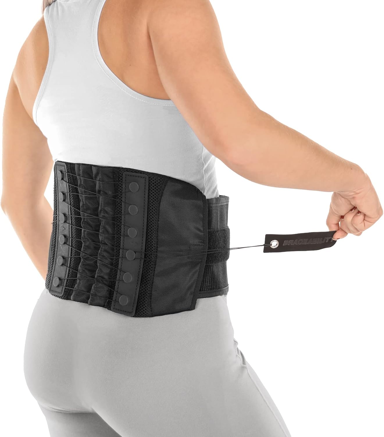 BraceAbility Lumbar Support Belt for Lower Back Pain – Corset Brace for Men and Women, Scoliosis, Sciatica, Spinal Stenosis, Herniated Disc Relief – FSA Eligible, Fits 28″ – 60″ Waist