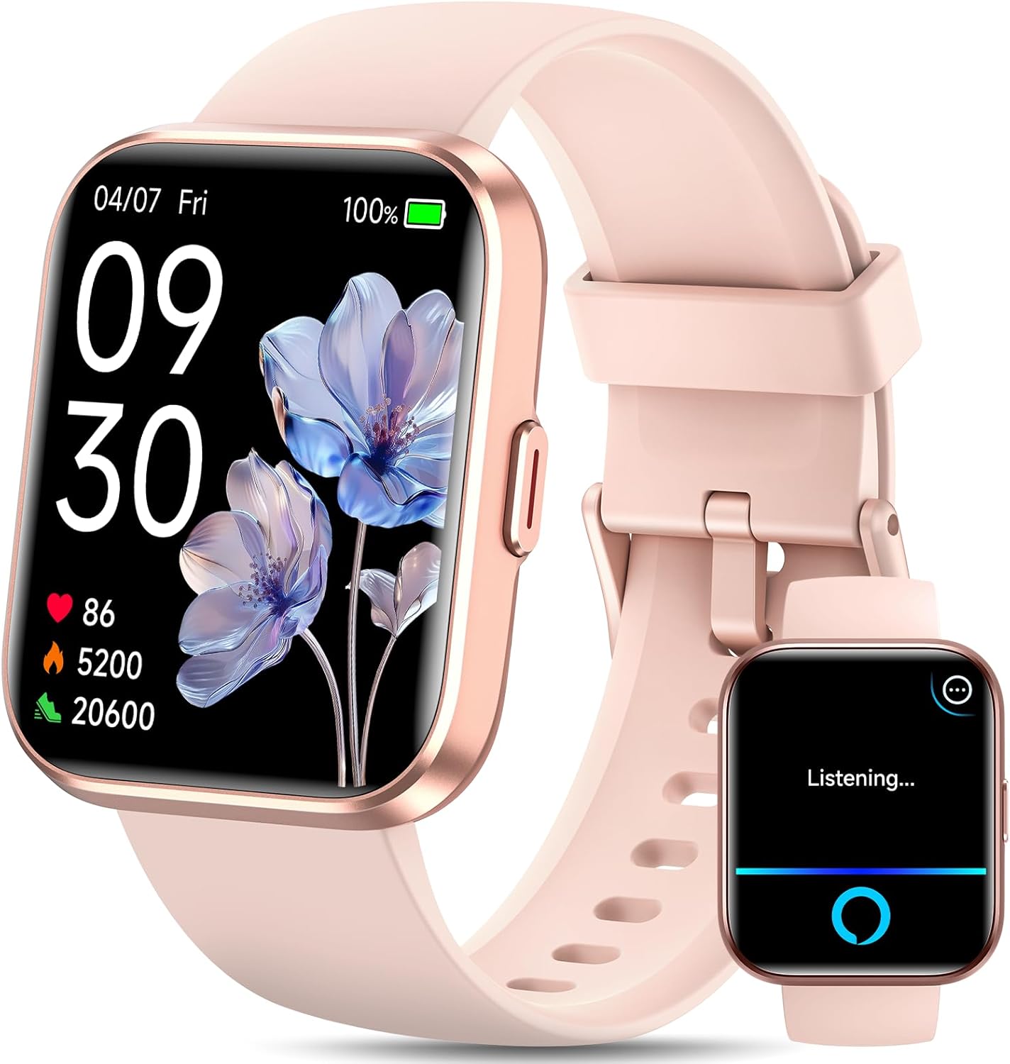Smart Watches for Women, Womens Smart Watch for iPhone & Android & Samsung, Smartwatch with Call & Alexa, Sleep,Heart Rate,Pressure,SpO2 Monitor & Cycle Tracking, 100+ Sports Modes Fitness Watch-Pink