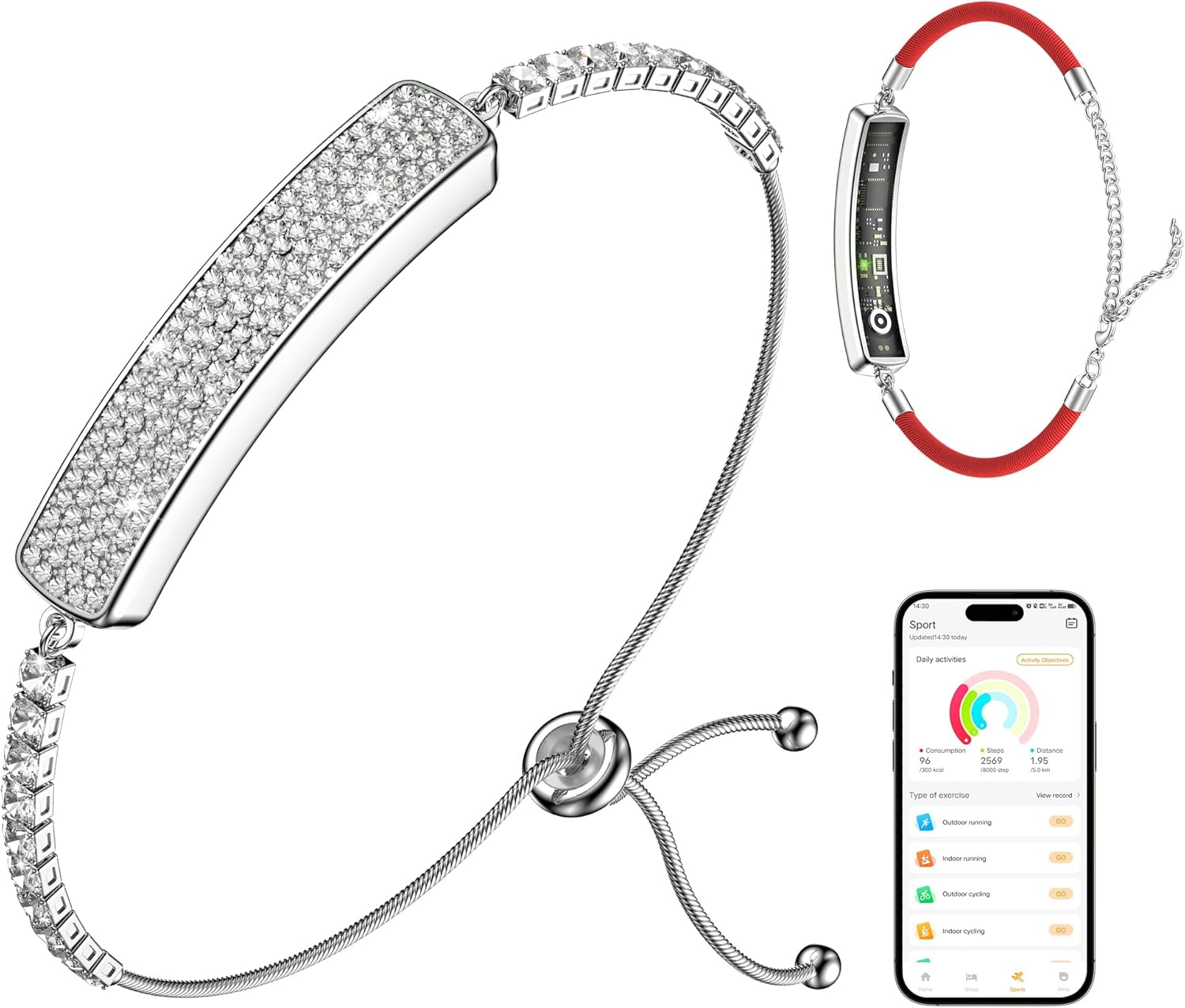 Smart Bracelet for Women,Daily Fitness Activity Tracker/Heart Rate Tracking/Sleep Tracking/Step Counter,1ATM Waterproof,Multiple Sport Modes, Fitness Tracking Wearable with Free App, 2 Bands