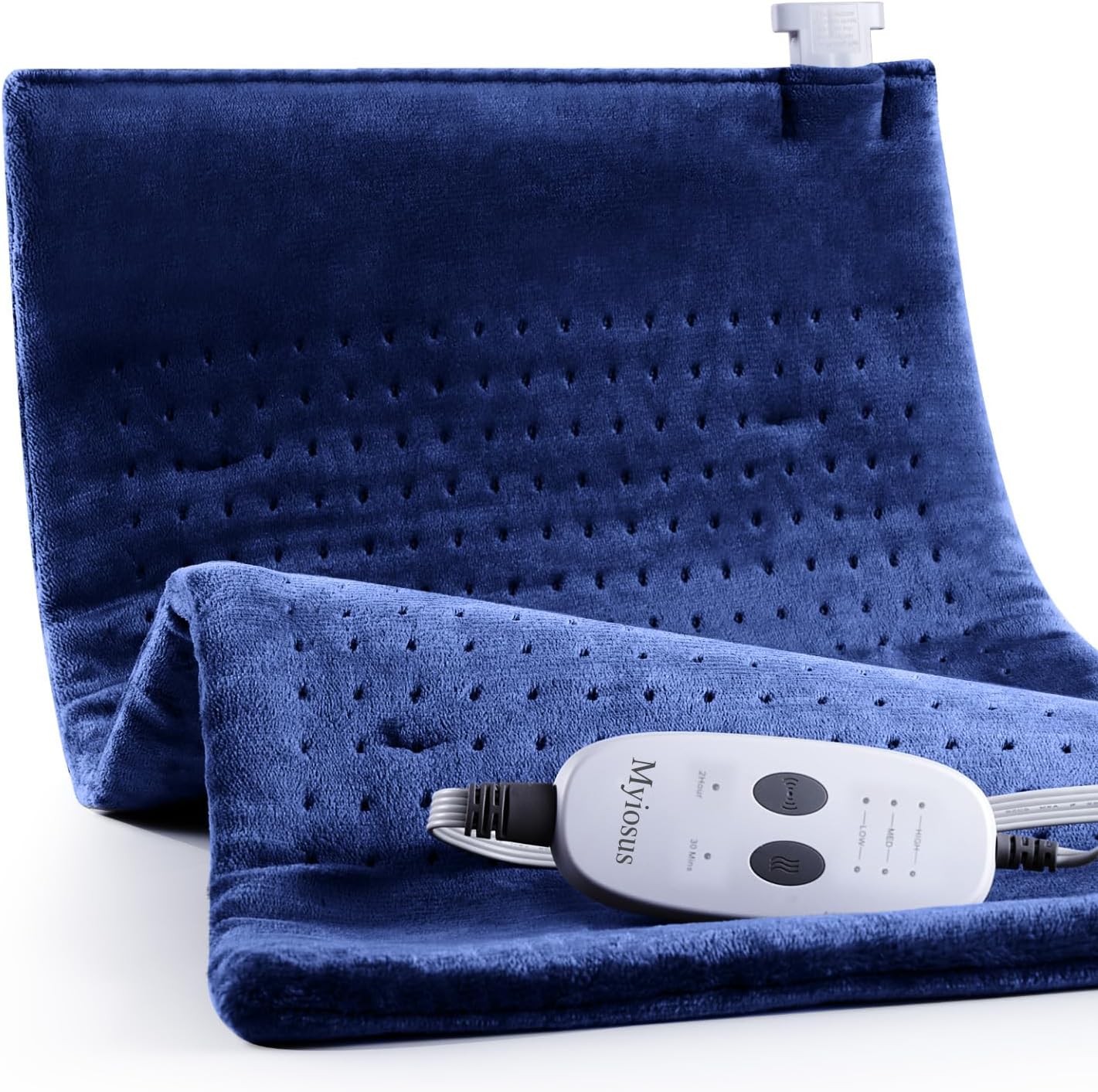 Massaging Weighted Heating Pad for Back Pain Relief,Heating Pads for Neck, Shoulder,Cramp,Portable Heated Pad with 3 Heat Settings & 6 Massage,18 Relaxing Combinations,Auto Off,12″*24″,Dark Blue
