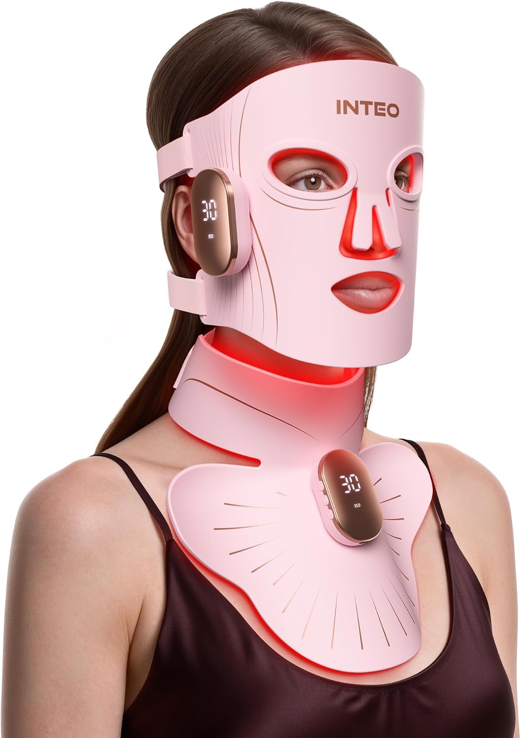 Red Light Therapy Mask for Face & Neck, 4 Light Modes 660nm & 850nm Red Infrared LED, 2000mAh Cordless LED Face Mask, 680 LEDs, Hands-Free Anti-Aging Skin Firming Portable Skincare for Home