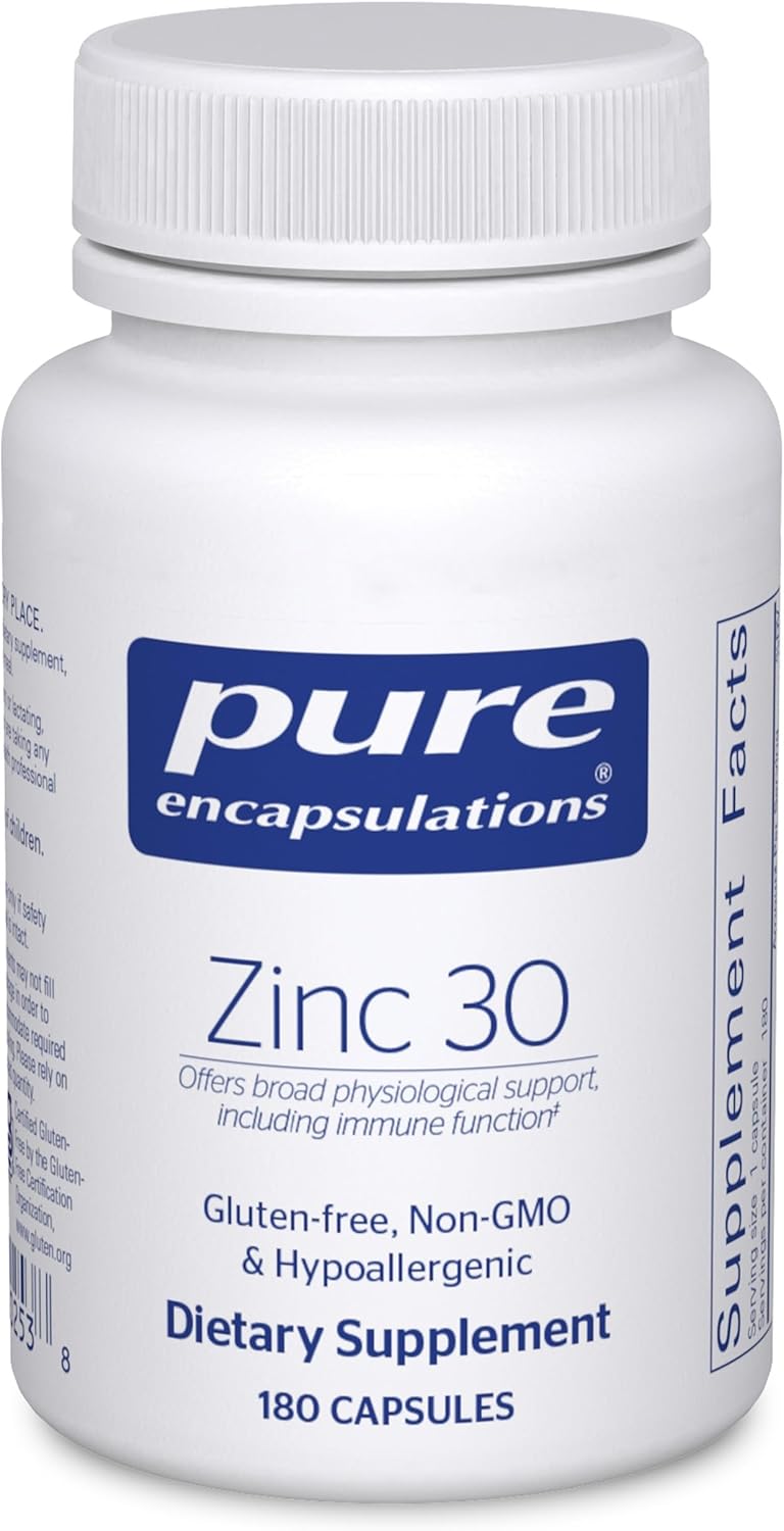 Pure Encapsulations Zinc 30 mg – Supplement for Immune System Support, Growth and Development, and Wound Healing* – with Zinc Picolinate 30 mg – 180 Capsules