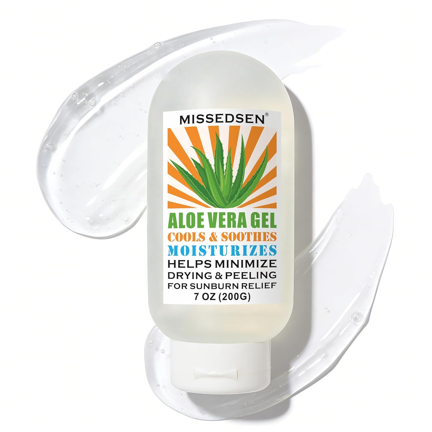 Pure & Organic Aloe Vera Gel for Sunburn Relief, After Sun Lotion for Face & Body Skin Care, Daily Facial Moisturizer & Acne Spot Treatment 7 OZ