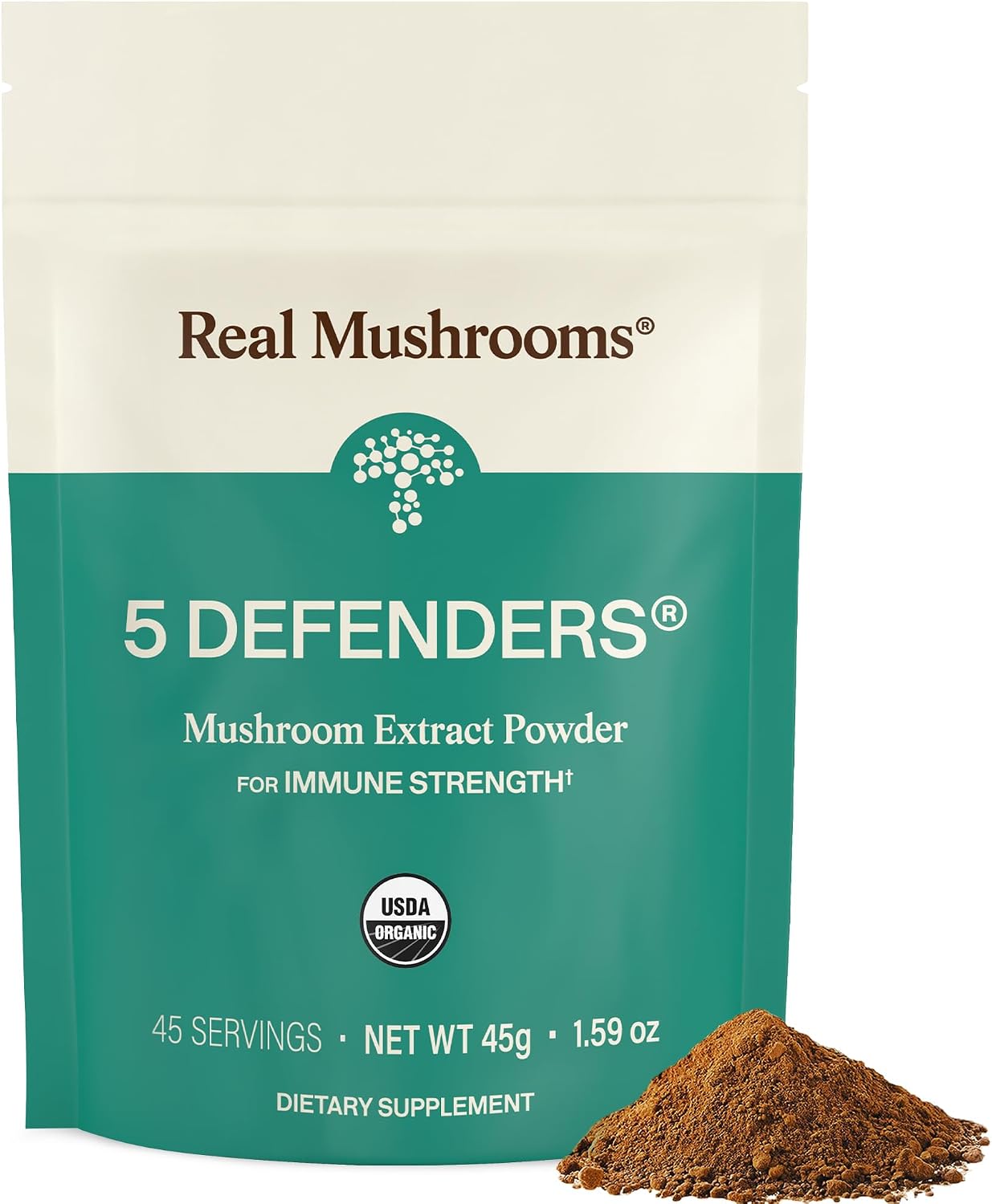 Real Mushrooms 5 Defenders Mushroom Complex – Functional Mushrooms Extract from Chaga, Shiitake, Maitake, Reishi, Turkey Tail Mushroom Blend for Wellness Support with Beta Glucans – 45 Servings