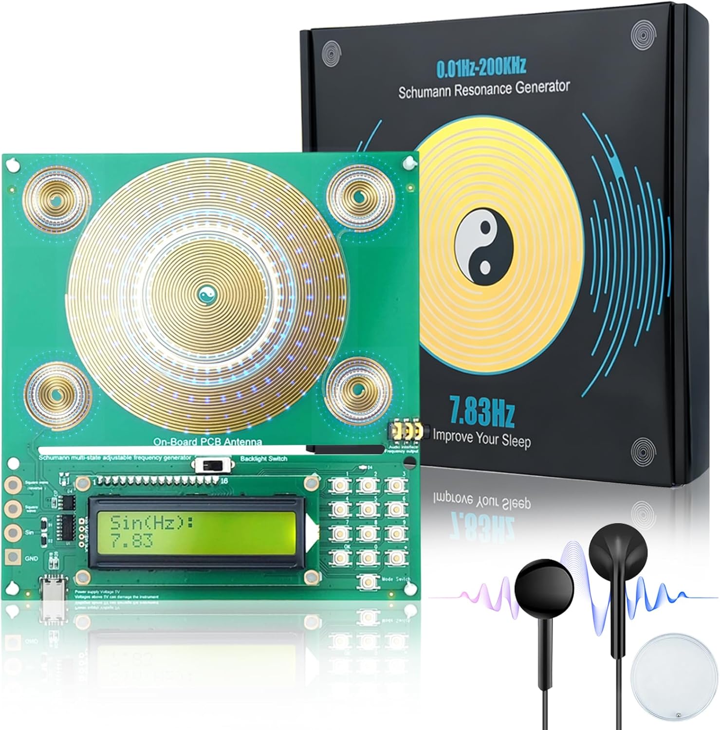 Frequency Generator for Healing, 0.01Hz-200KHz Schumann Resonance Generator Machine, 7.83Hz Ultra Low Adjustable Frequency Sine Wave Resonator for Sleep