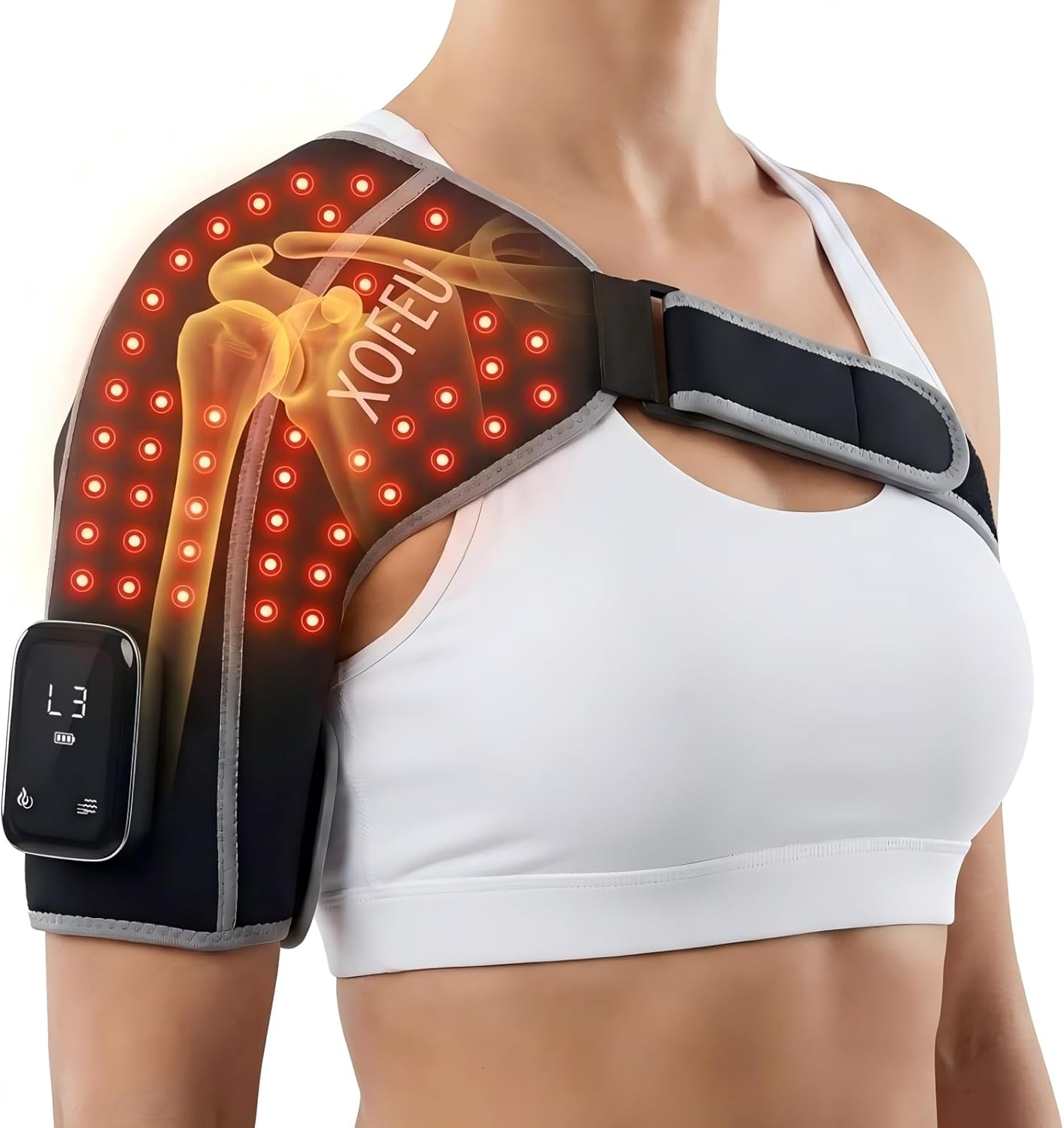 Cordless Red Light Therapy for Shoulder with Vibration Massage, 5000mAh Battery Portable Red Light Therapy with 80 LEDs , 660nm & 2*850nm Near Infrared Therapy, 3-in-1 LED Chips for Pain Relief