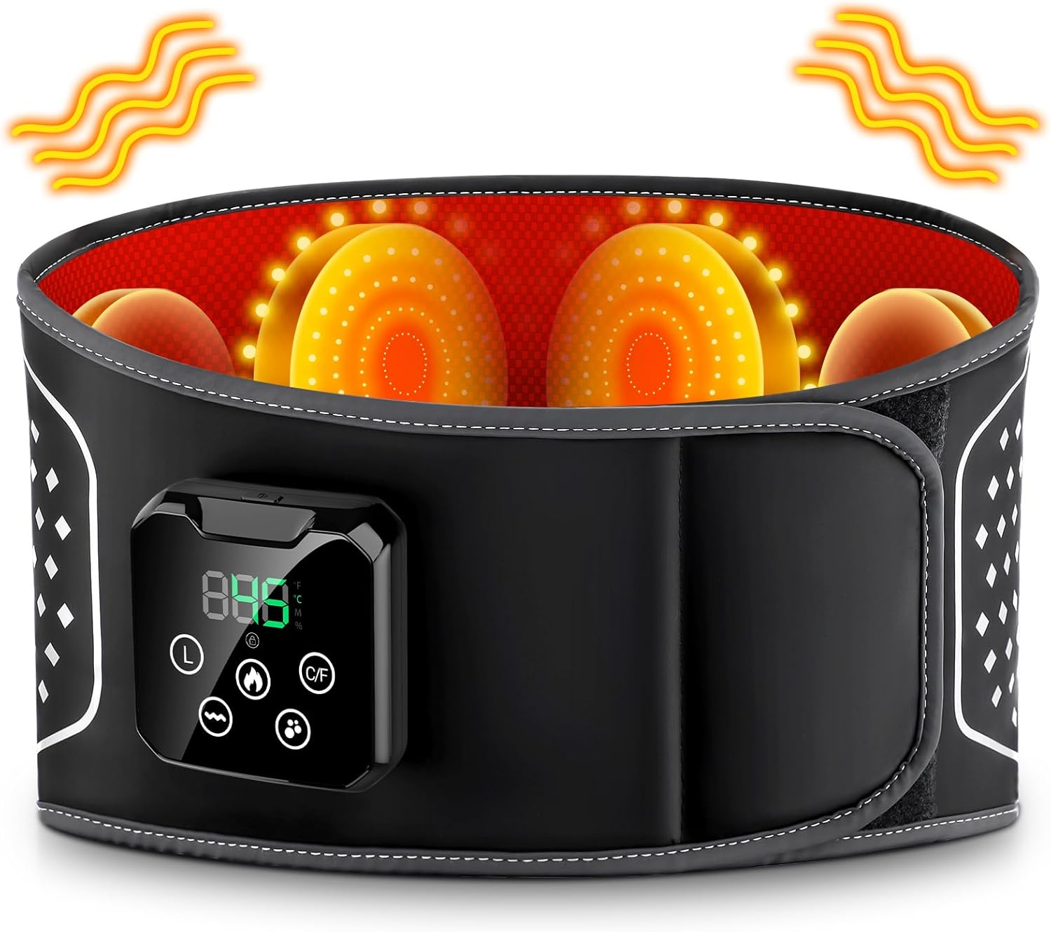 Massager for Lower Back Pain Relief, Portable Electric Waist Wrap, 4 Heat Settings, 3 Vibration Modes, 3 Kneading Levels, 4000mAh Battery, Adjustable Lumbar Support Belt – Ideal Gift for Men and Women