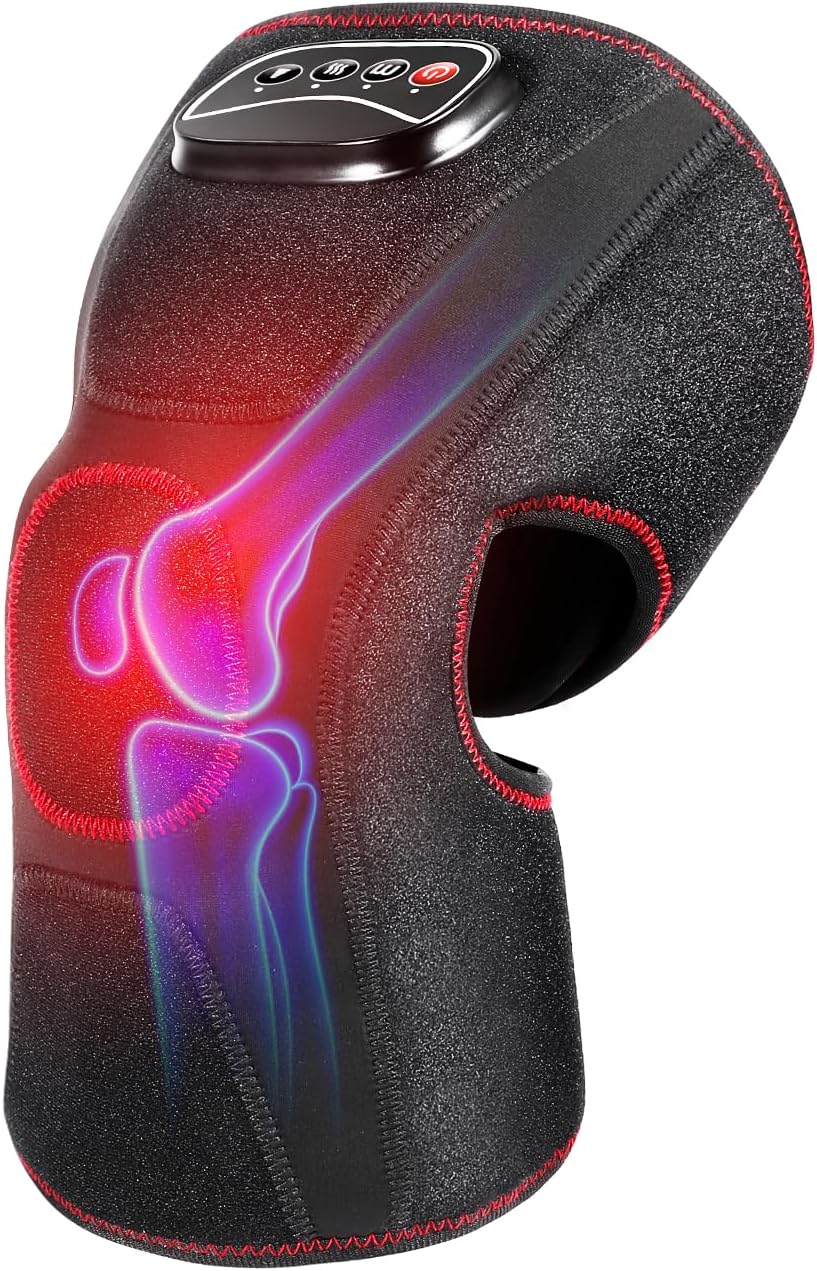 QUINEAR Knee Massager with Air Compression and Heat, Knee Brace Wrap, Heating Pad for Knee for Circulation,3 Modes & 3 Intensities