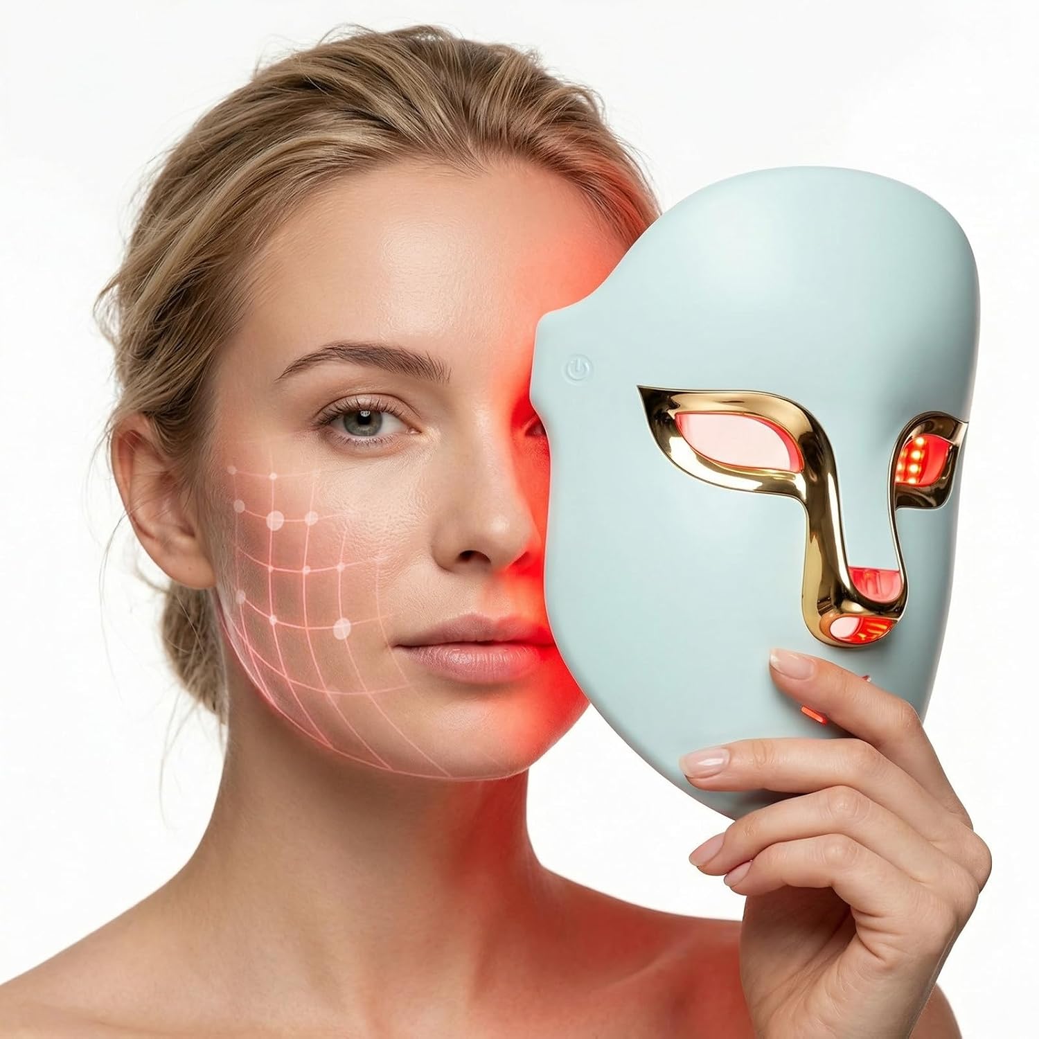 OSITO Cordless Red Light Therapy Mask for Face – 4 in 1 Multi-Wavelength LED Facial Mask Device Full Face Coverage Anti-Aging Acne Skin Care,FSA,HSA Eligible, Gifts for Women Men Home Use AST-805A