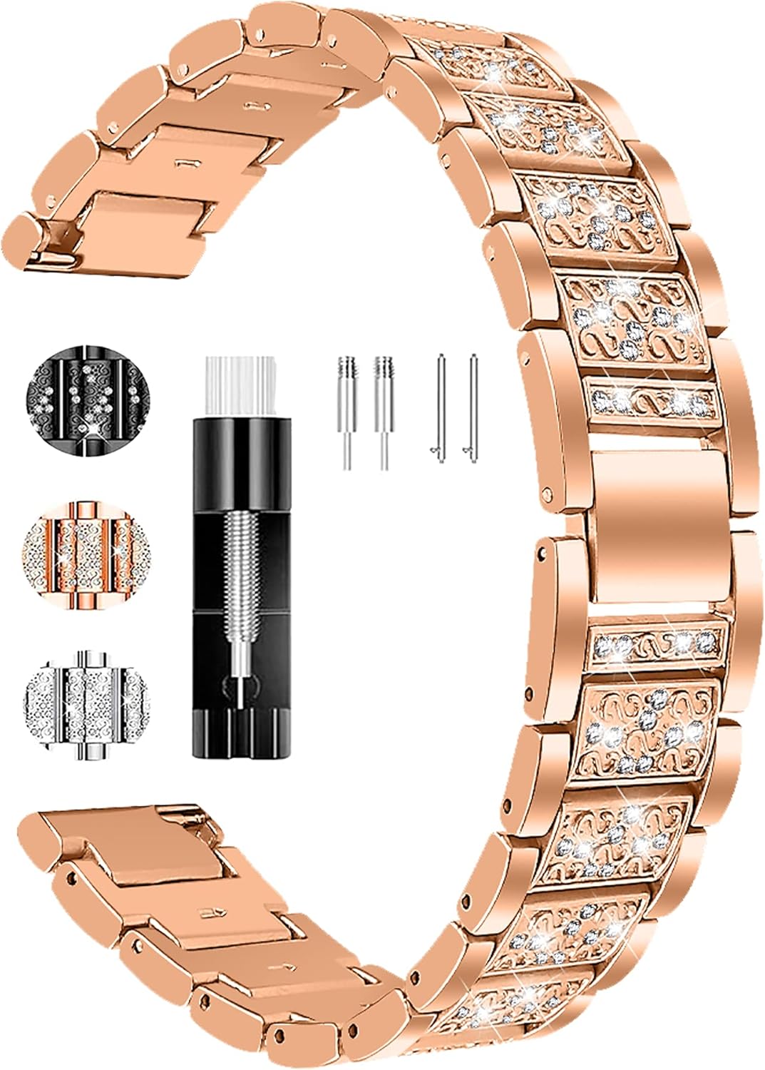 FitTurn Jewelry Bling Bands for FITVII H86/for Skeiwatch C30 S50 S55/for Realme/for Xplora X6 Play/for Donerton P22 P32 P36 P40/for KALINCO P22/for MorePro AIR2/for iTouch Air 3 40MM/for iTech Fusion 2/2S/2R Band, Diamond Rhinestone Bracelet Metal Strap Replacement