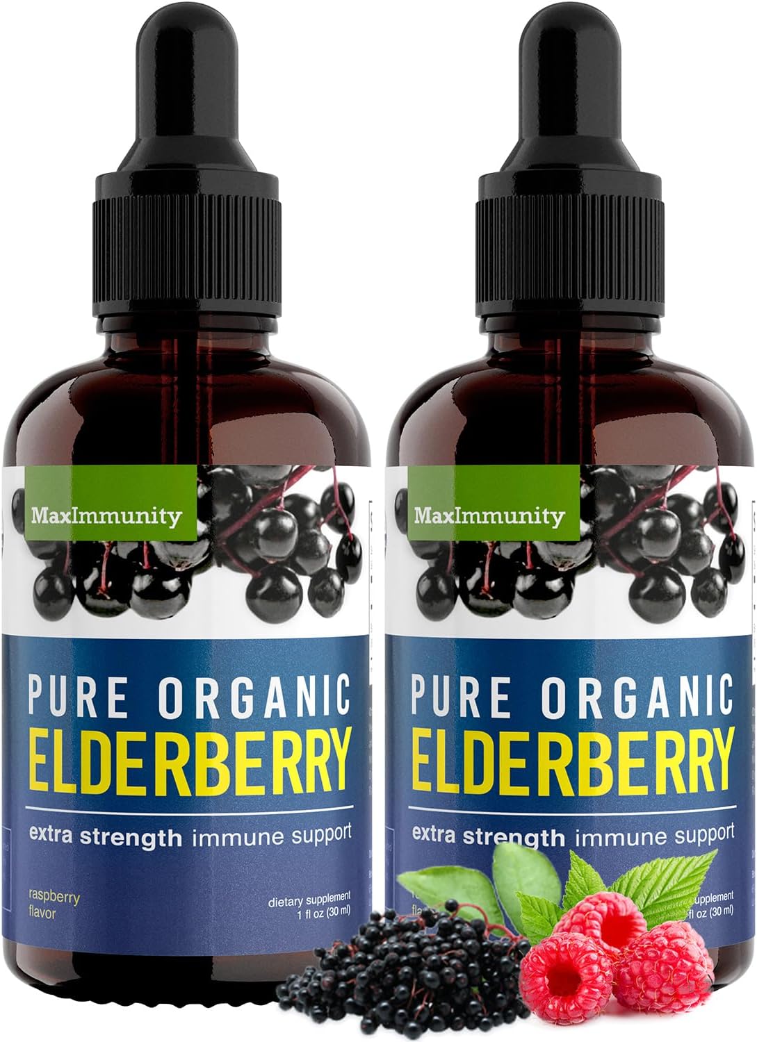Organic Elderberry Syrup, 60 Day Supply, Black Liquid Drops for Immune Support, Sambucus Elderberry Syrup – Liquid Extract Drops for Kids & Adults – Extra Strength (2 Pack)