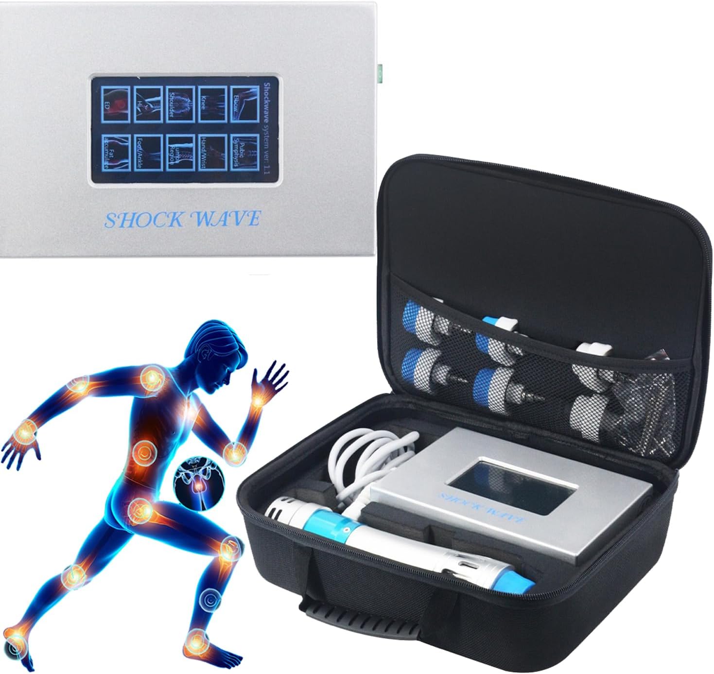Shockwave Therapy Device for Pain Relief, Portable Extracorporeal Shockwave Therapy Machine, Deep Tissue Muscle Relaxer Full Body Massager for Men and Women