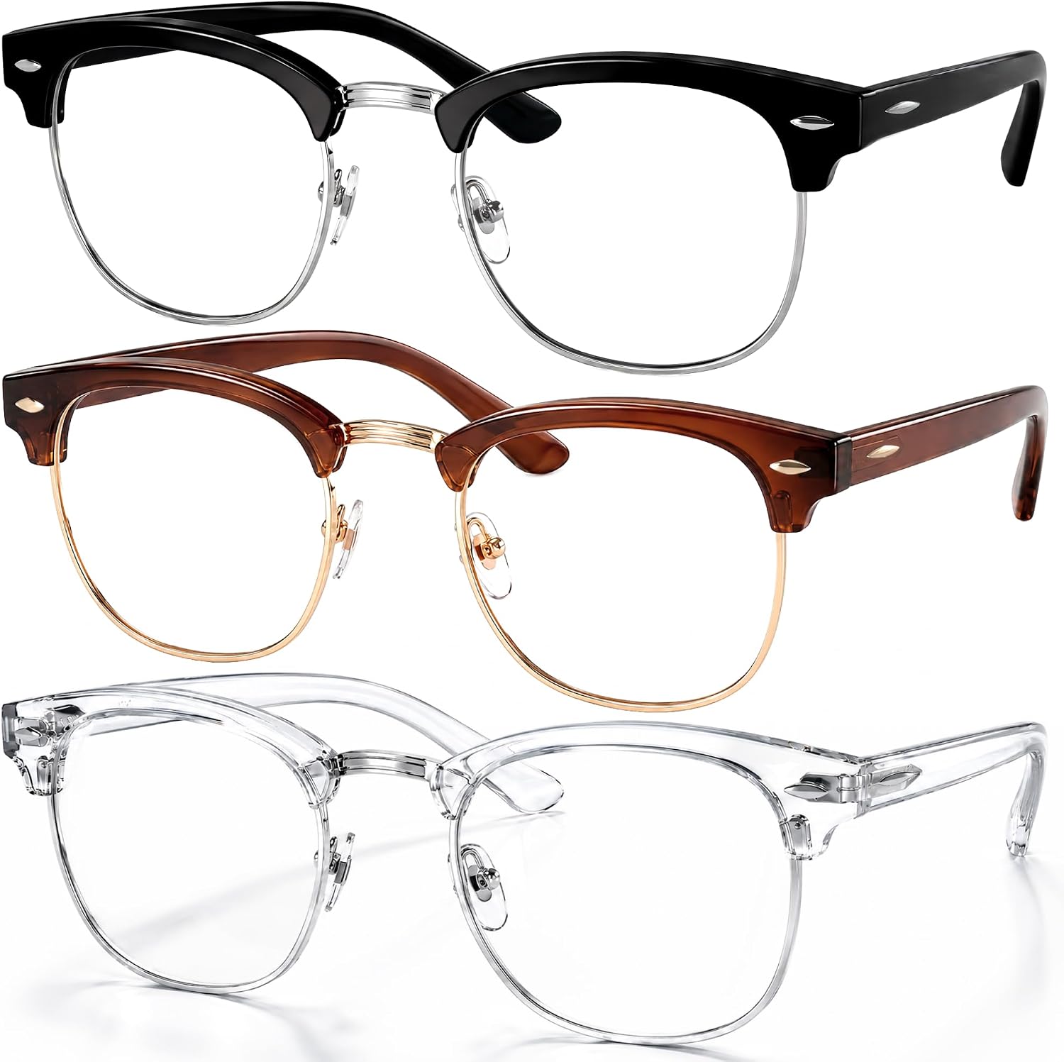 racico Blue Light Glasses for Men & Women – Mixed Material + Metal Frames with UV Protection Coating