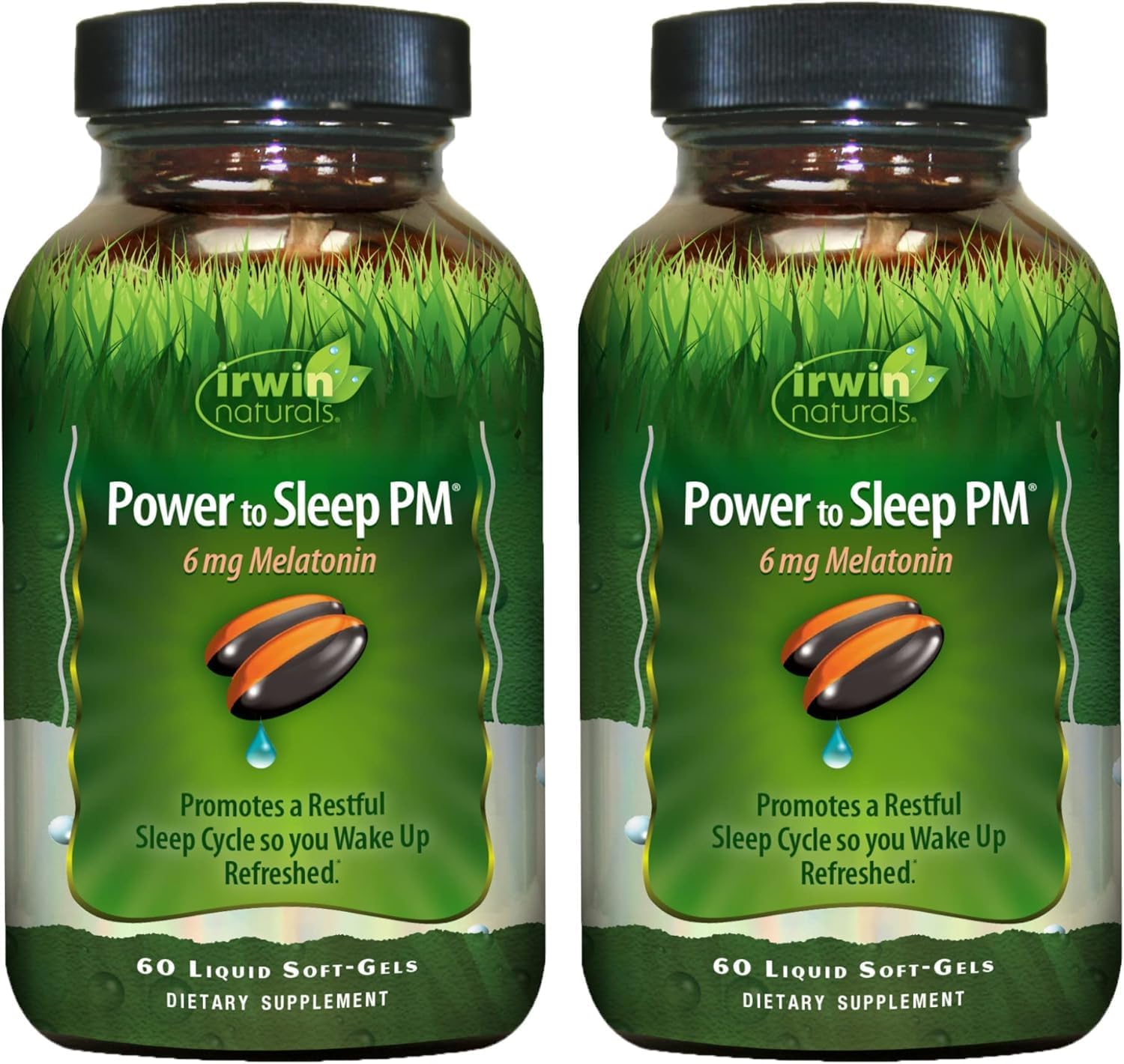 Irwin Naturals Power to Sleep PM – 6mg Melatonin, GABA, Ashwagandha, Valerian Root & L-Theanine Supplements for Men and Women – Supports Restful Sleep Cycle & Relaxation – 60 Liquid Soft-Gels (2 Pack)
