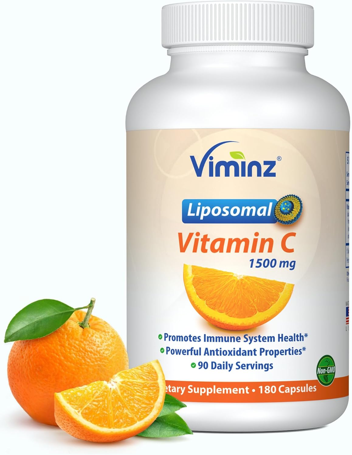 Liposomal Vitamin C 1500mg – 180 Capsules – Made in USA – High Absorption Immune & Collagen Support – Bioavailable Antioxidant Formula – Non-GMO, Gluten Free & Soy Free