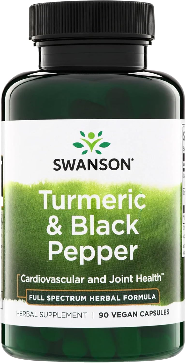 Swanson Premium Turmeric & Black Pepper Antioxidant Supplement for Active Adults Seeking Joint, Digestion, and Circulation Support – Non-GMO, Organic (90 Vegan Capsules)