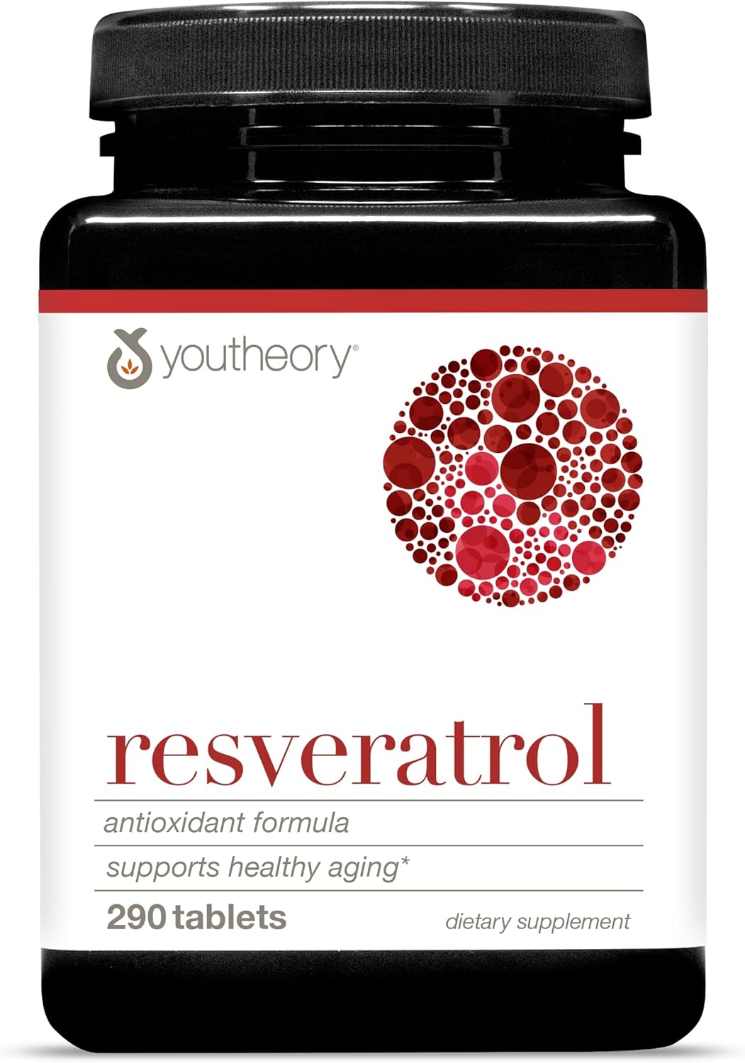 Youtheory Resveratrol Advanced Antioxidant Formula – 290 Tablets (72 Day Supply) – ResVida Trans-Resveratrol Supplement – Grape Seed Extract & Super-Fruit Blend – Supports Heart & Skin Health