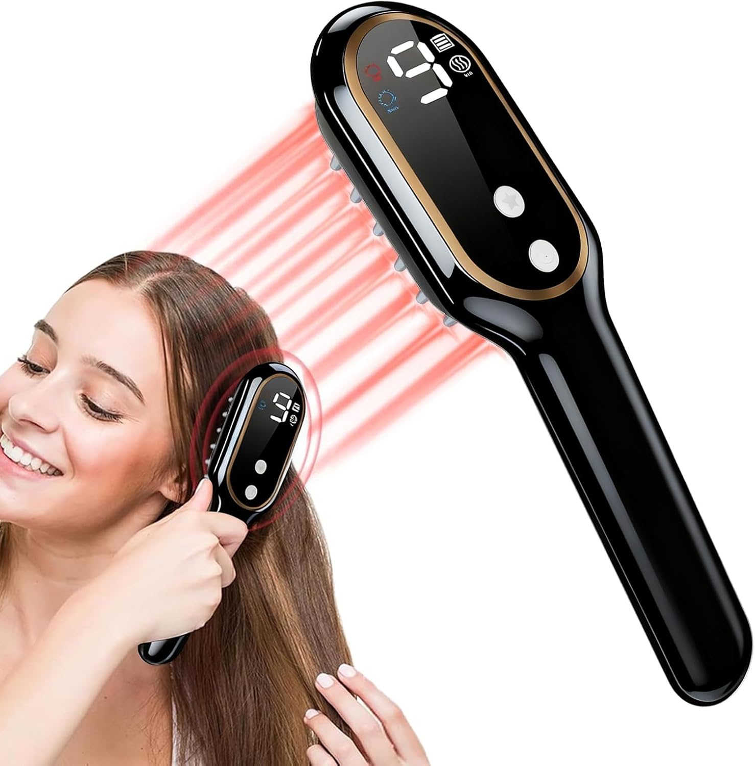 Laser Hair Growth Comb – 650nm Red Light Therapy, Hair Regrowth Device for Men & Women, FDA-Approved Hair Loss Solution, Cordless Head Spa for Fuller-Looking Hair