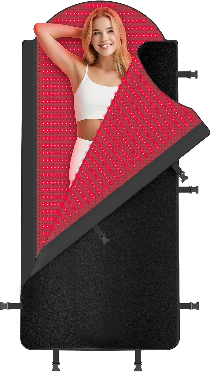 Red Light Therapy Mat Full Body, 71″x33″ Redlight Therapy Blanket with Premium Leather, 2580 LEDs Dual Wavelength 660nm & 850nm Near Infrared Therapy Bag for Home Use,RMAT05