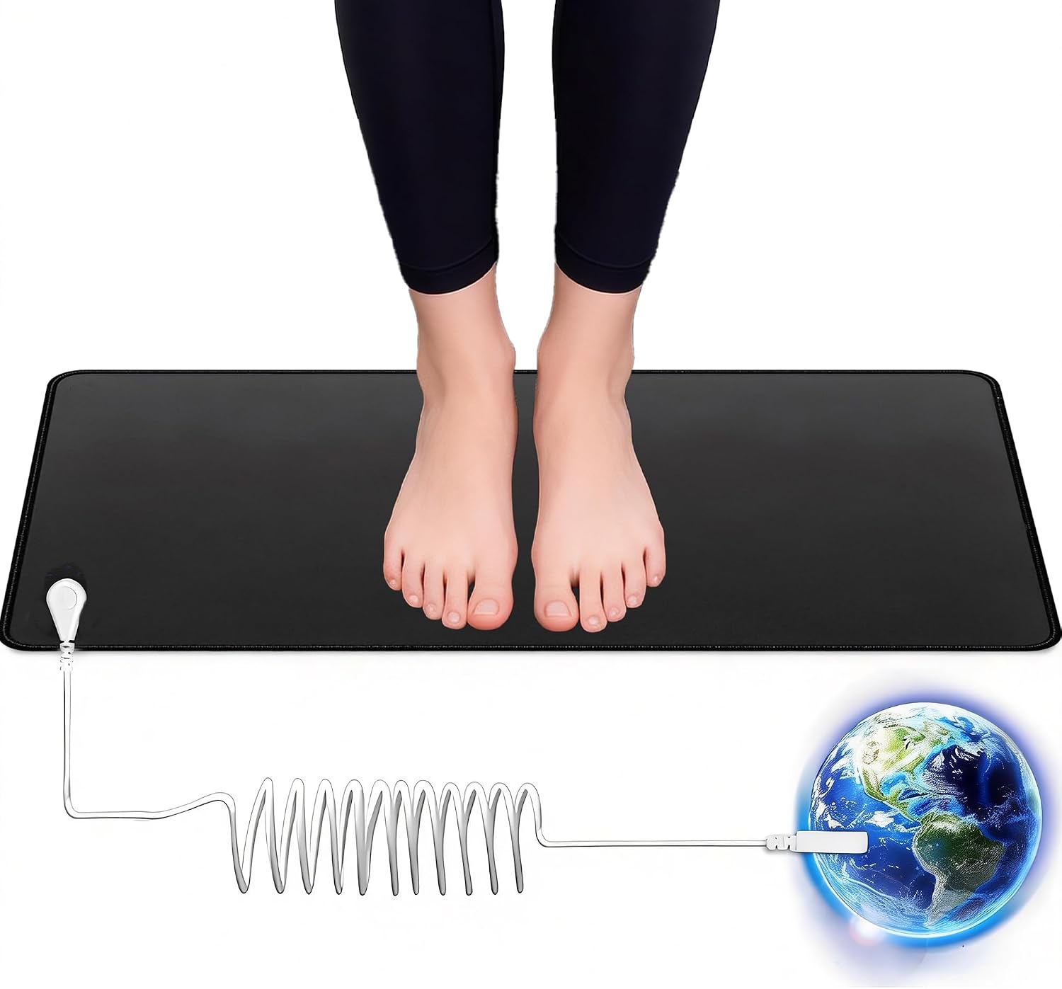Grounding Mat for Sleep, Pain Relief & Inflammation, Conductive PU Leather Indoor Grounding Pad, Earth Connection Therapy for Home Office Wellness, Boost Energy & Blood Circulation 39″x12″