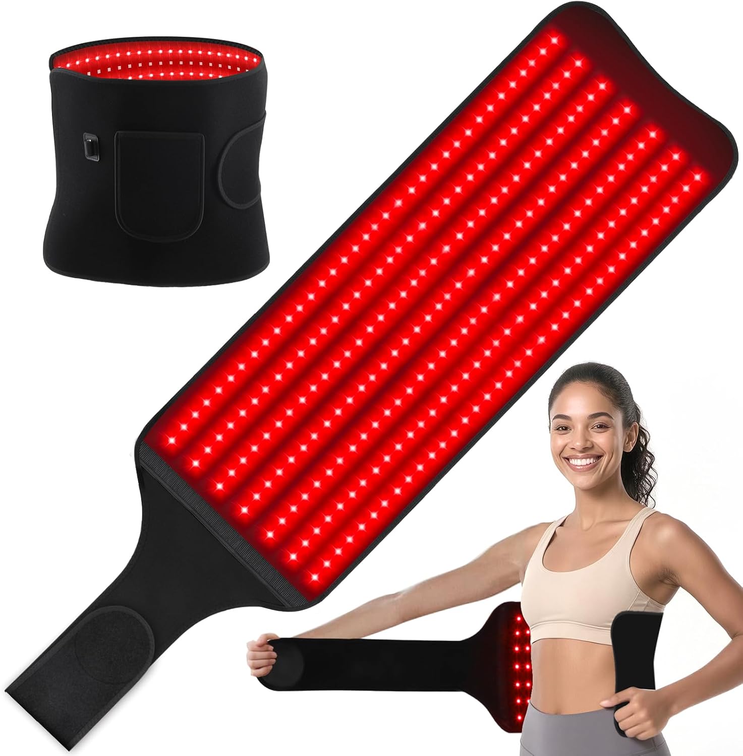 Red Light Therapy Belt with 210 LEDs, Infrared Red Light Therapy for Body, 22W Infra Light Wrap with Timer for Back Waist, Birthday Christmas Gift for Women Men Mom Father Lover