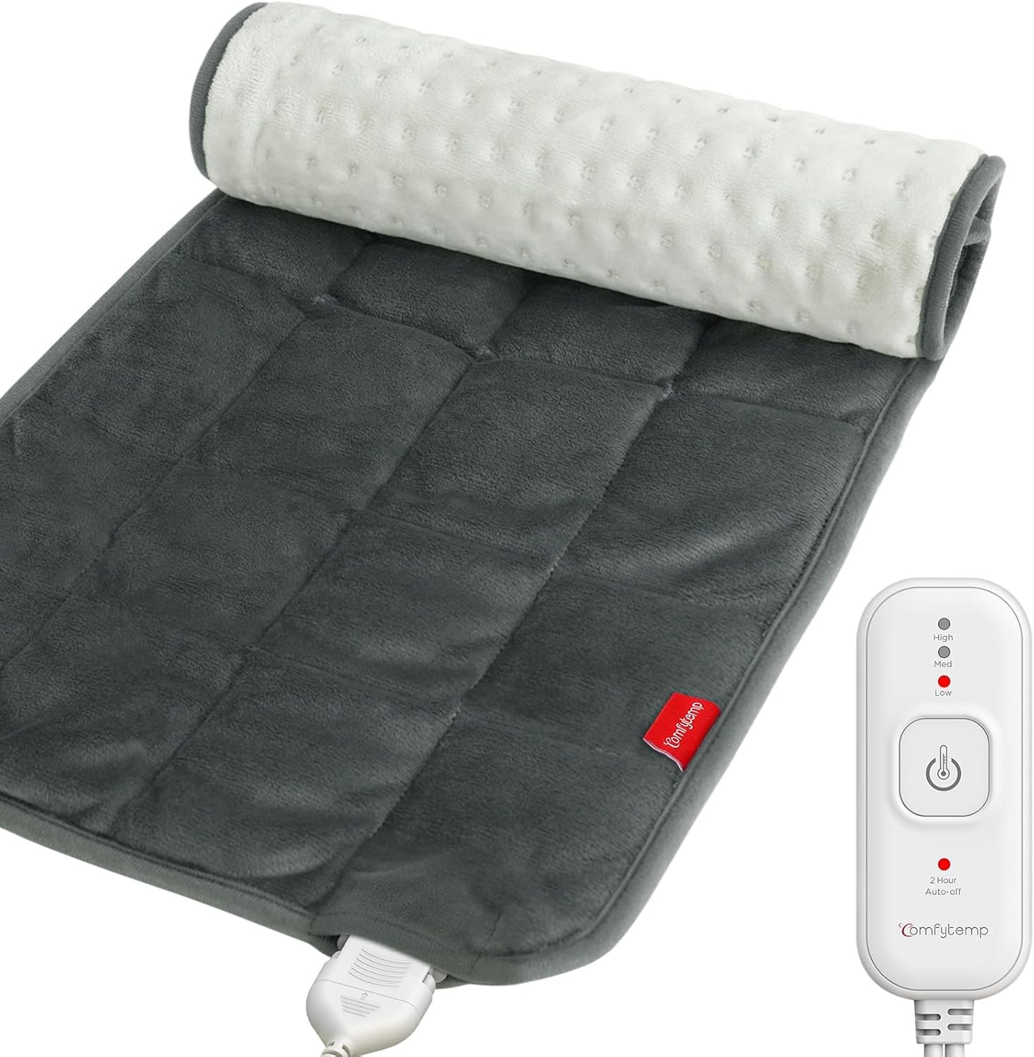 Comfytemp Weighted Heating Pad for Back & Period, FSA Eligible Electric Heat Pad, Birthday Gifts for Women Men Mom Dad & Mother Day Gift, 2.2 lb HSA Neck Shoulder Heated Pad, 2H Auto-Off, 12×24, Gray