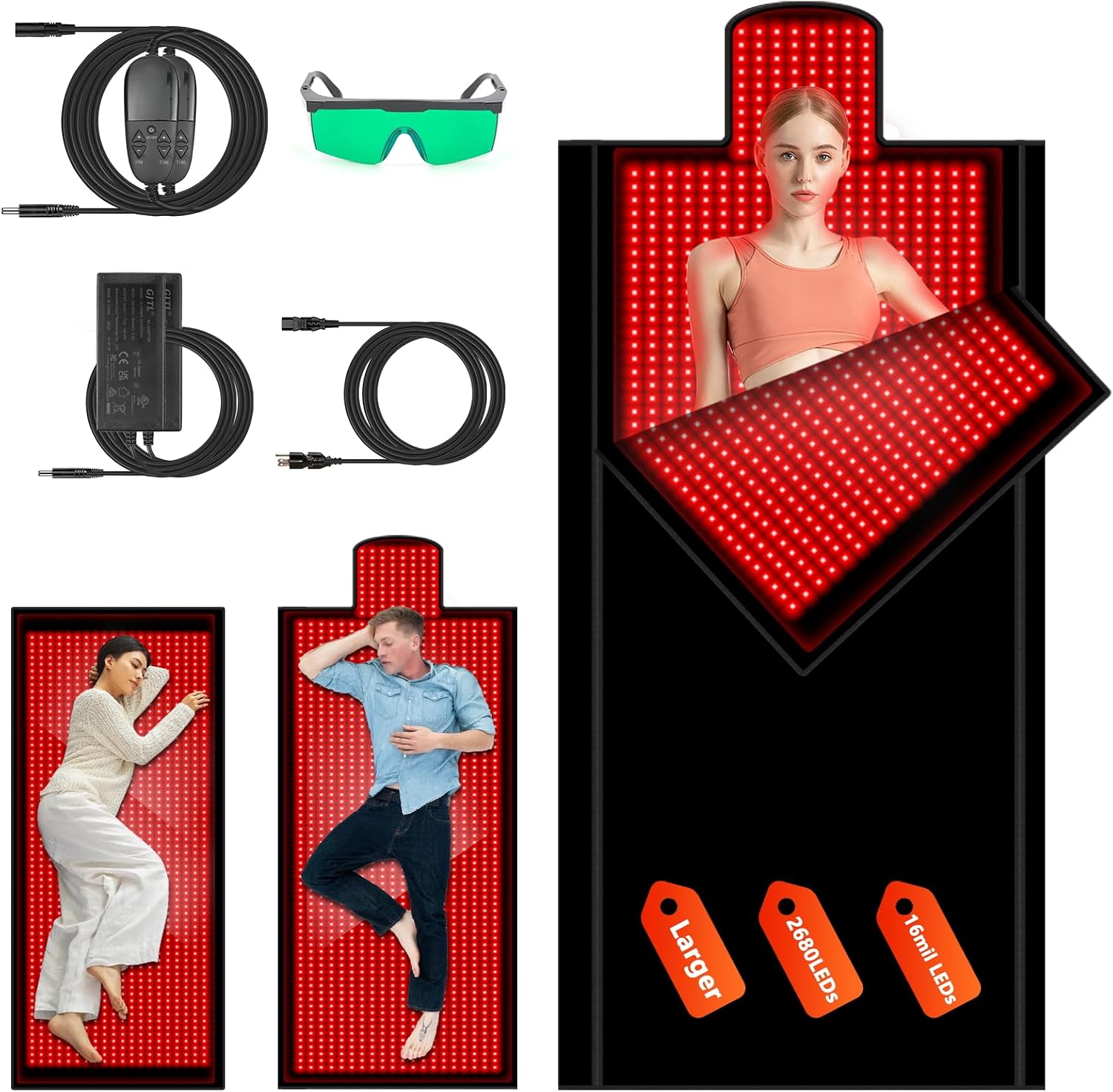 Large Red Light Therapy Blanket for Full Body 84.65″ x33.46″~55.12″ Red Light Therapy Sleeping Bag Whole Body Infrared Mat 2680pcs 660nm&850nm Dual Wavelength LED Beads