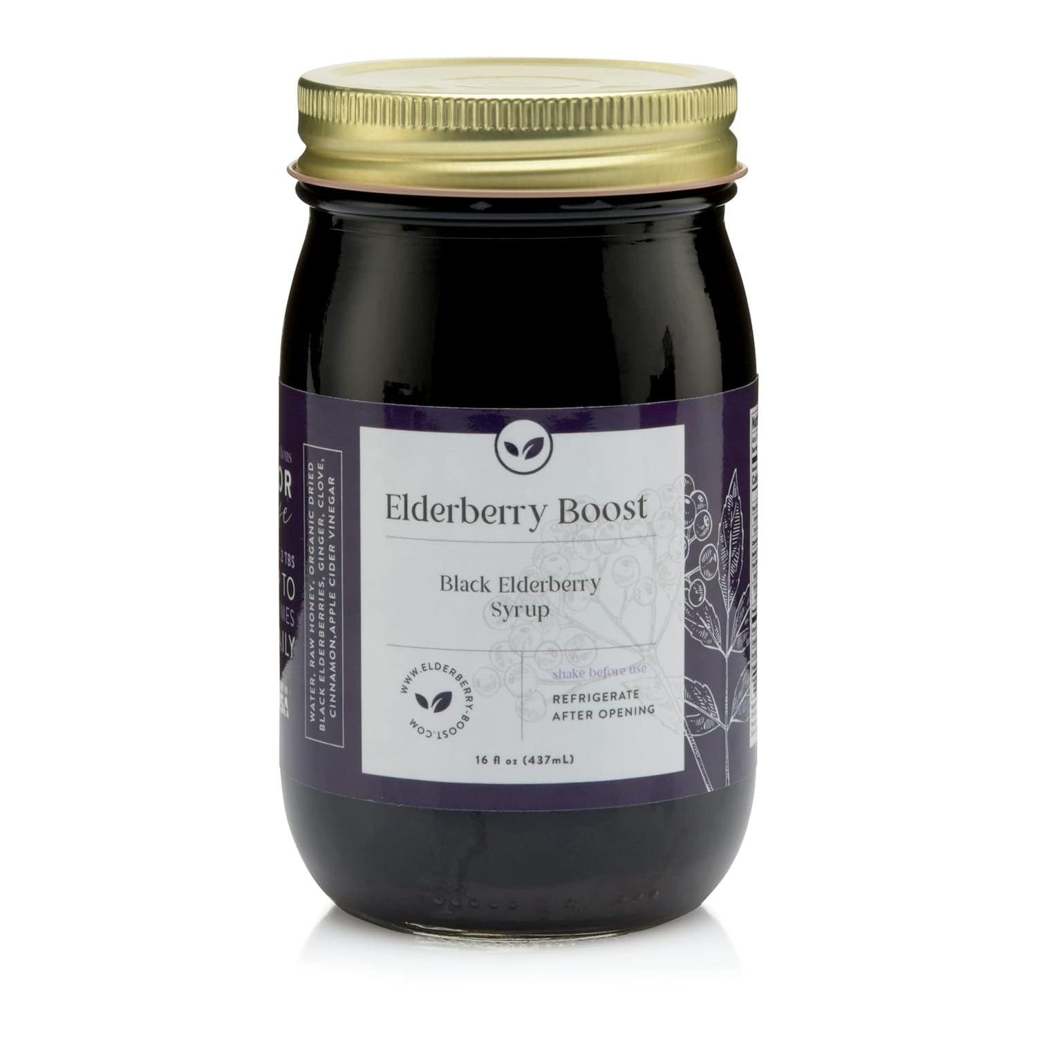 Elderberry Boost – Elderberry Syrup Made with Organic Elderberries & Raw Honey | All-Natural Immune Support, Cold and Flu Defense for Adults & Children | High Anthocyanin Elderberry Supplement