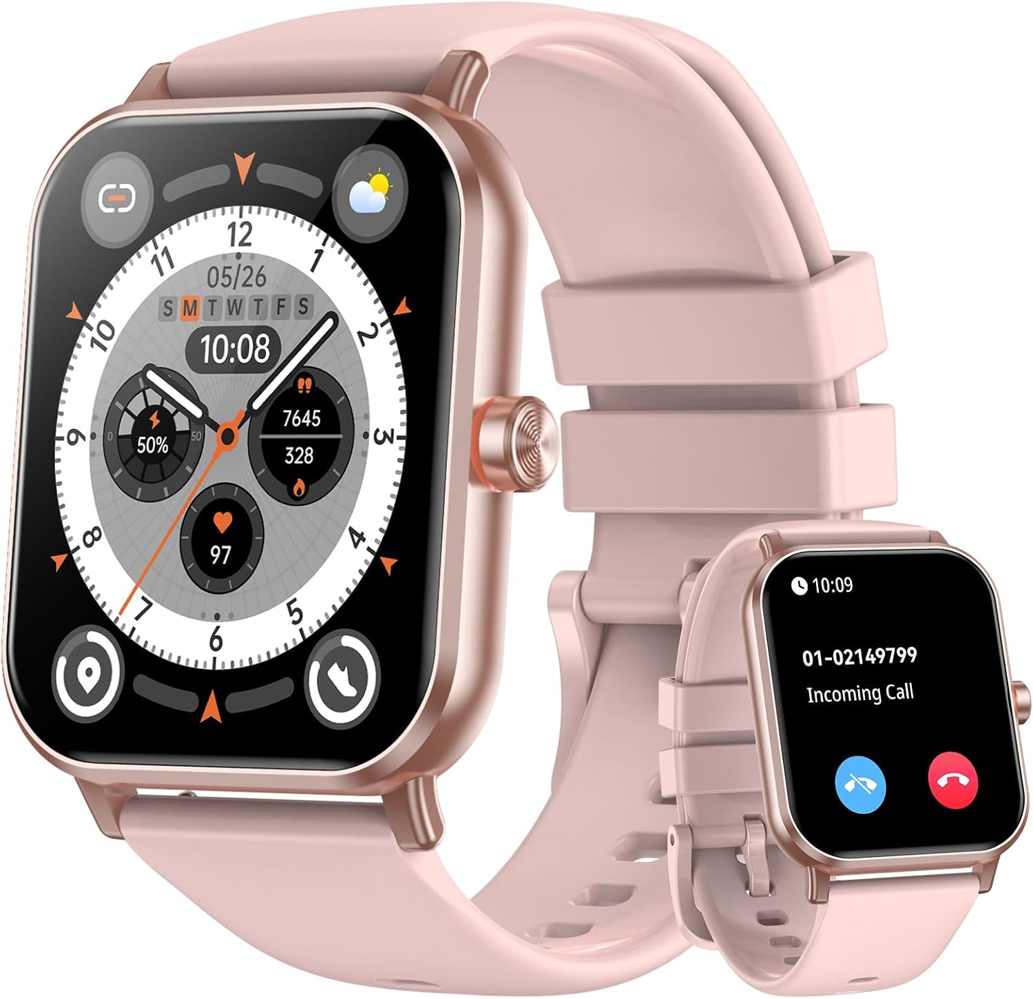 Smart Watch for Women – 1.85″ 2026 Upgraded Fitness Tracker Bluetooth Call and text Smartwatch with 7 Day Battery 5 ATM Waterproof Heart Rate Sleep Monitor 130+ Sport Modes for Android & iOS (Pink)