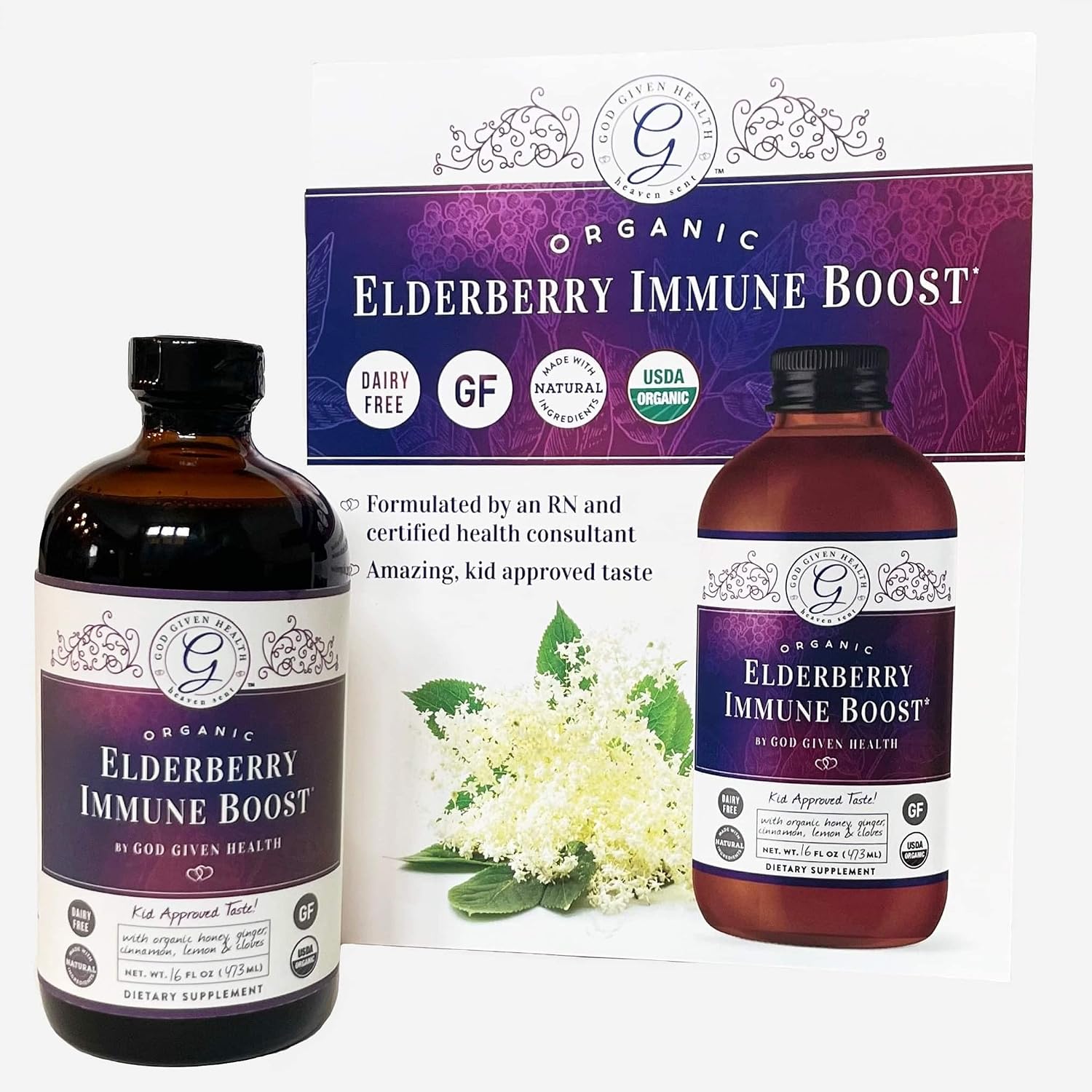 Elderberry Immune Boost – 16oz – Pure Elderberry Syrup for Immune Support – Organic, Non-GMO, Gluten-Free