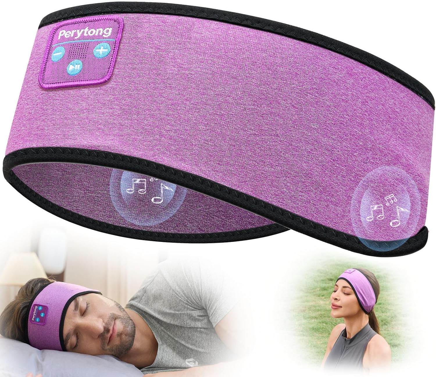 Perytong Sleep Headphones Bluetooth Headband Over On Ear Bluetooth 5.4 Sleeping Earbuds Earphones, Wireless Headphones for Side Sleepers Men Women Sports, Insomnia, Yoga, Air Travel, Meditation