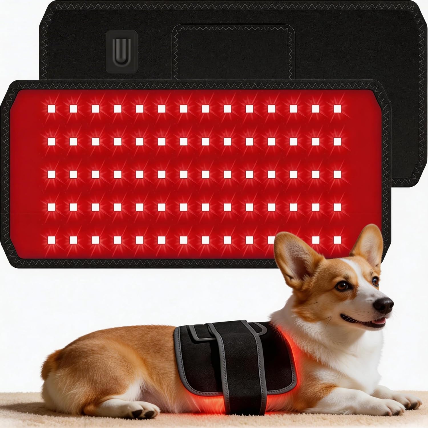 13.8″*7″ Red Light Therapy Pad for Dogs Body, 70 LEDs Redlight Therapy Wrap with Timer, Heating Mat Products with Band for Back Belly Leg Knee Thigh, Gifts for Men, Women, Pets Dog