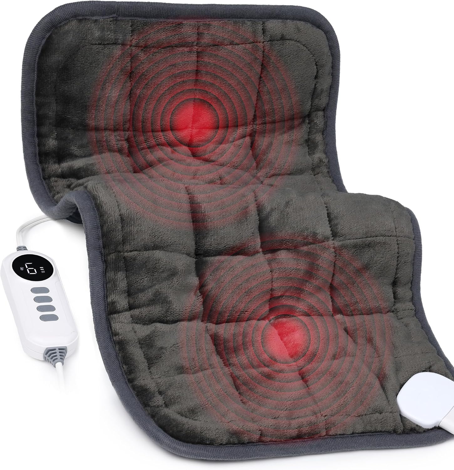 Heating Pad, Weighted Heating Pad with Massaging Vibrations, 6 Heat Level, 4 Massage Modes, Electric Heating Pad for Back Pain Relief, 2H Auto Off,12″x 24″