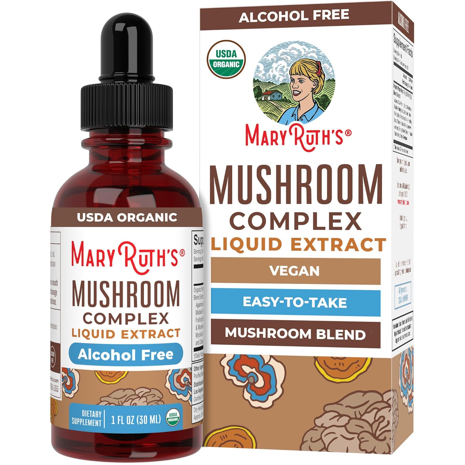 MARYRUTH’S Mushroom Complex | Lion’s Mane | Turkey Tail | Reishi Mushroom | Shiitake Mushrooms | Alcohol Free | Mushroom Blend | Organic | Non-GMO | Vegan | 30 Servings