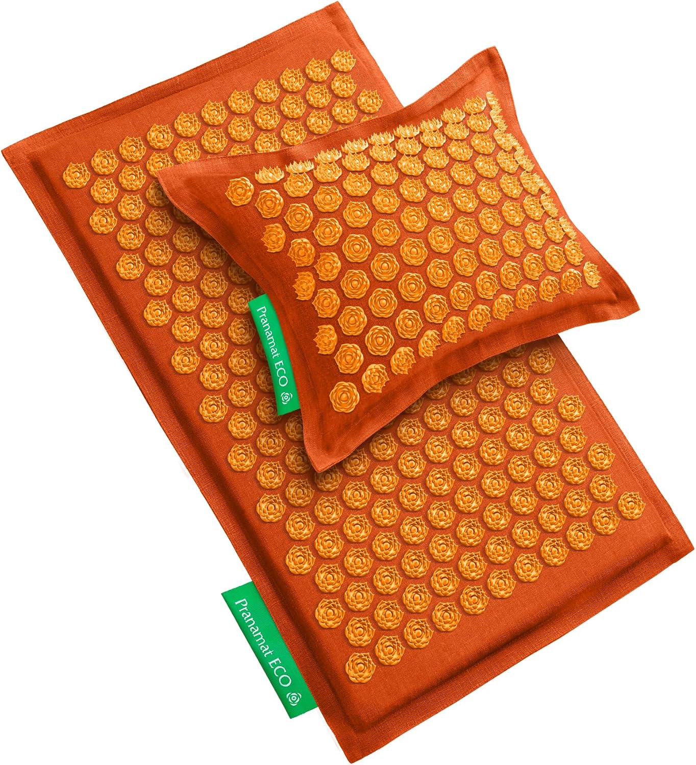 Acupressure Large Mat and Pillow Set, Premium Acupressure Therapy for Pain Relief and Relaxation, Handcrafted in Europe with Sustainable and Natural Materials (Amber)