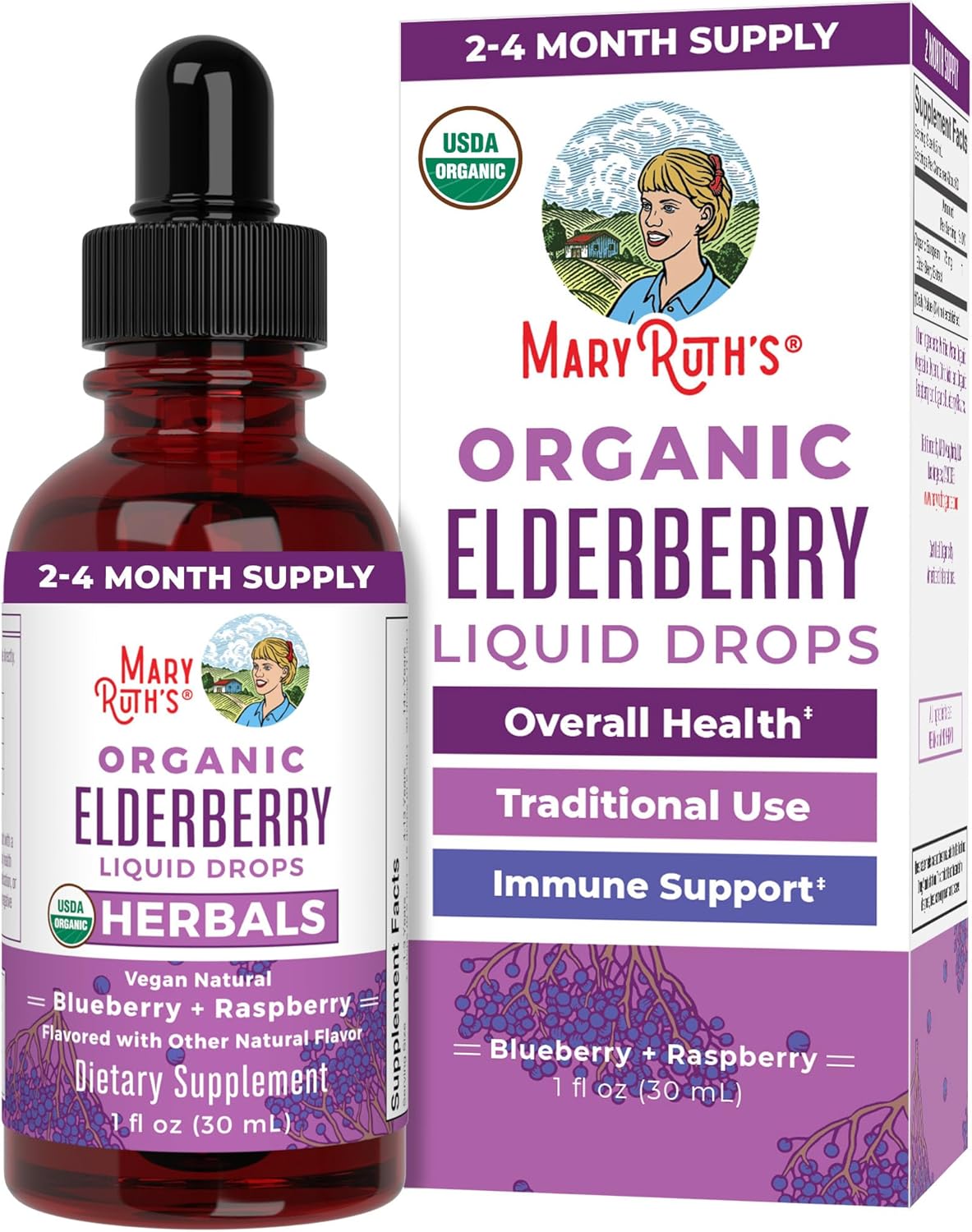 MARYRUTH’S Elderberry Liquid Drops for Adults & Kids | Immune Support | Antioxidant | Overall Wellness | Elder Berry Extract | USDA Organic | Sugar Free | Vegan | Non-GMO | Gluten Free | 1 Fl Oz