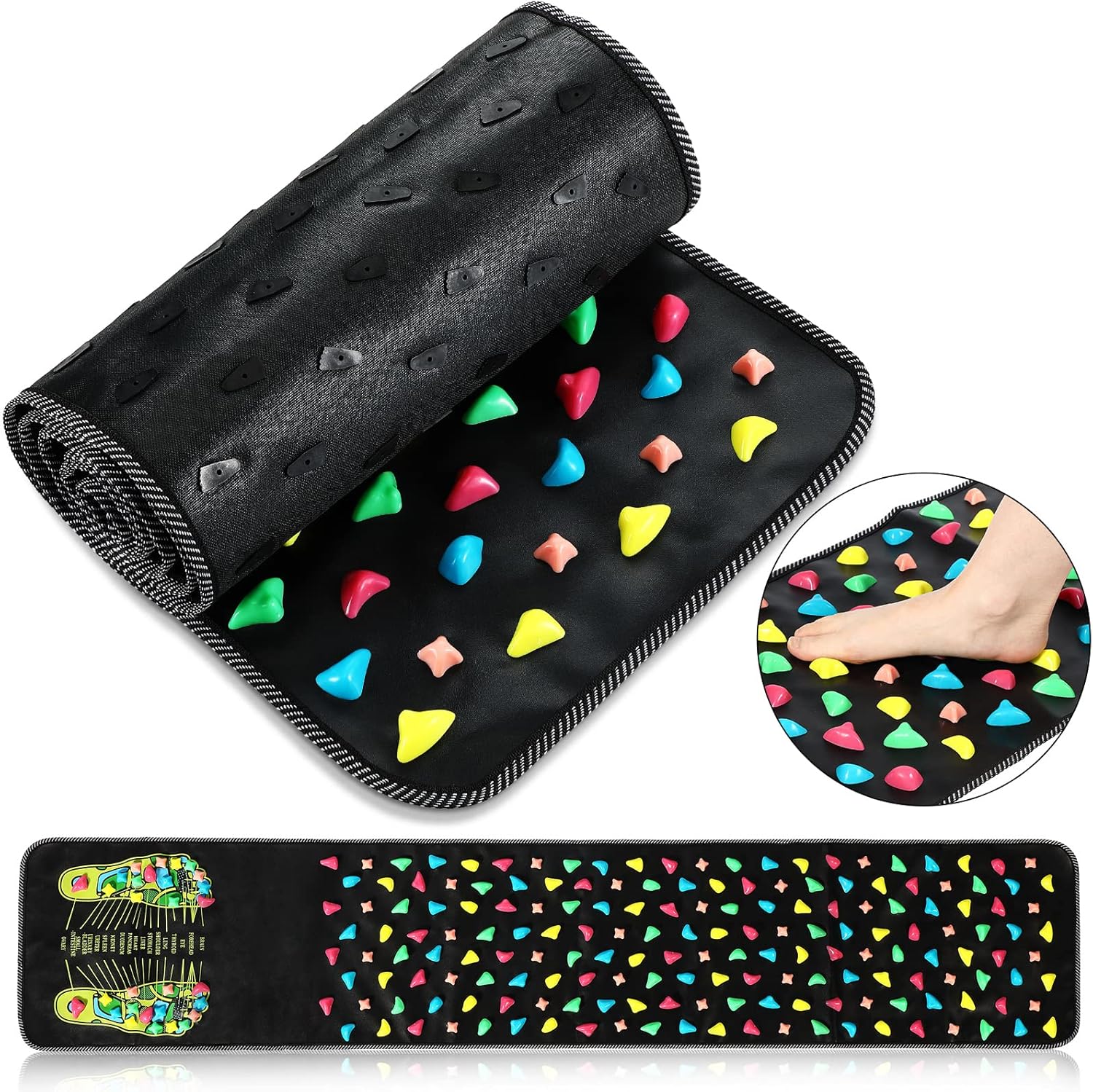 BBTO Foot Massage Mat Reflexology Walk Stone Road for Acupressure Foot Massage Acupoint Mat for Long Sitting Elderly Students and Office Workers(68.9 x 13.78 Inches)