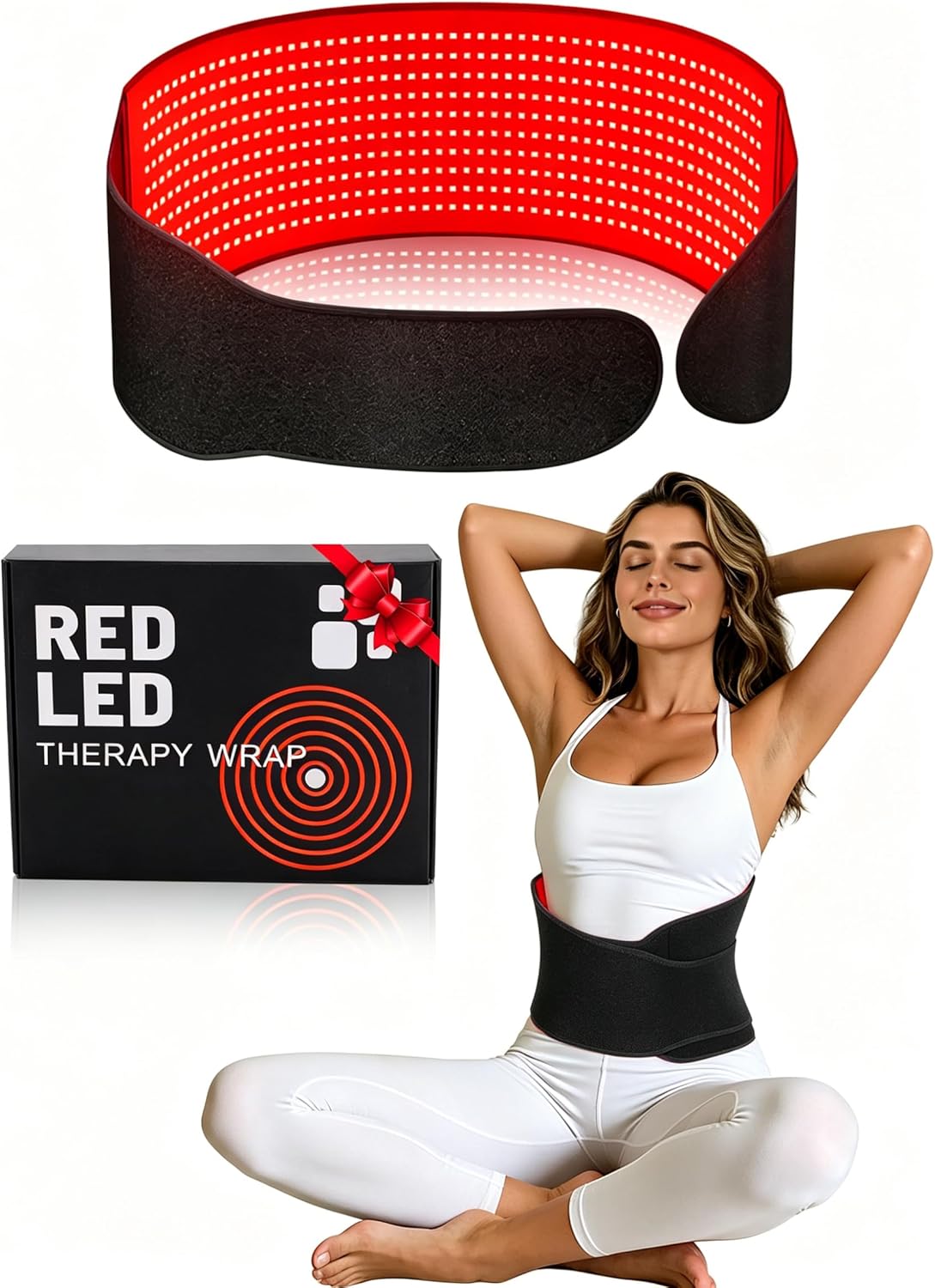 Red Light Therapy Belt, 600 High-Density LEDs Infrared Wrap with 5 Intensity Levels, 6 Timer Settings, Handheld Controller, Ideal Mother’s Day Gift for Mom, Women, Men