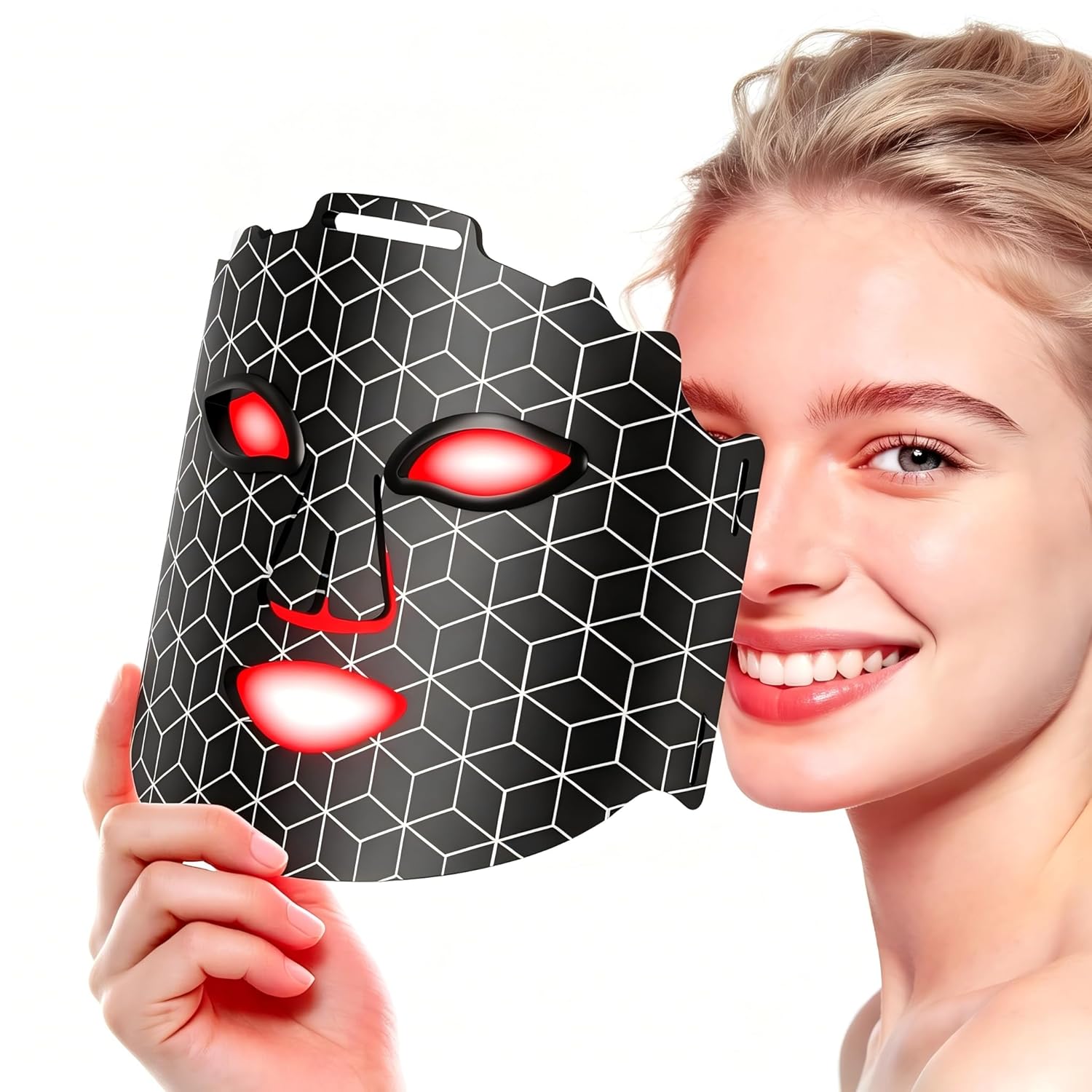Red Light Therapy Mask for Face, 4 Modes Portable LED Face Light Therapy with Remote, 180 LED Beads, Infrared Mask for Home Working Travel Yoga